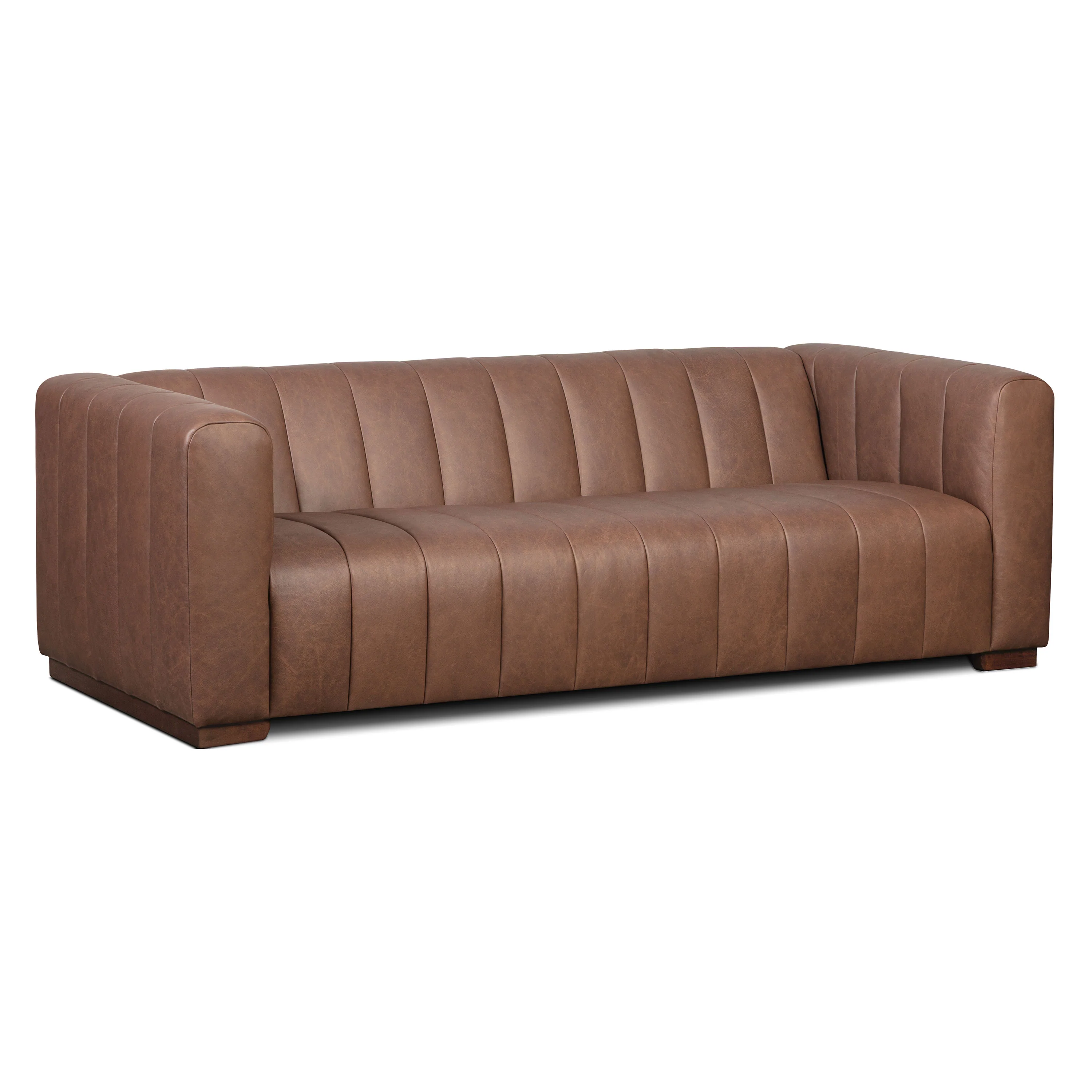 Canale 86" Leather Sofa | Caramel Brown - Image 3