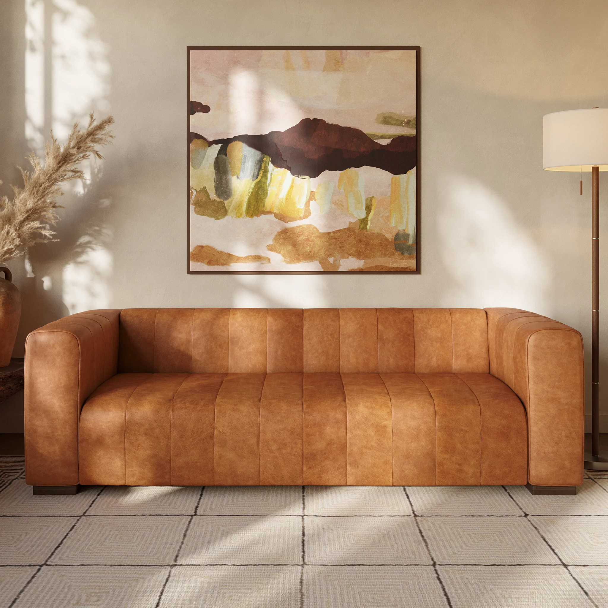 Canale 86" Leather Sofa | Cognac Tan - Image 2