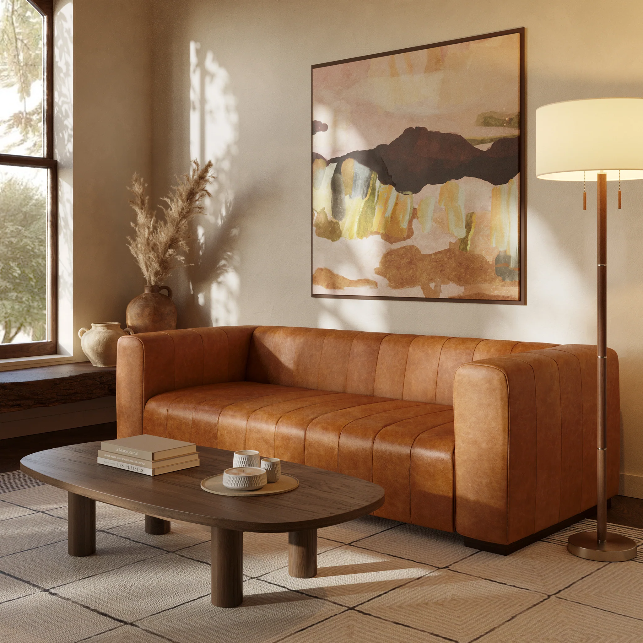 Canale 86" Leather Sofa | Cognac Tan - Image 3