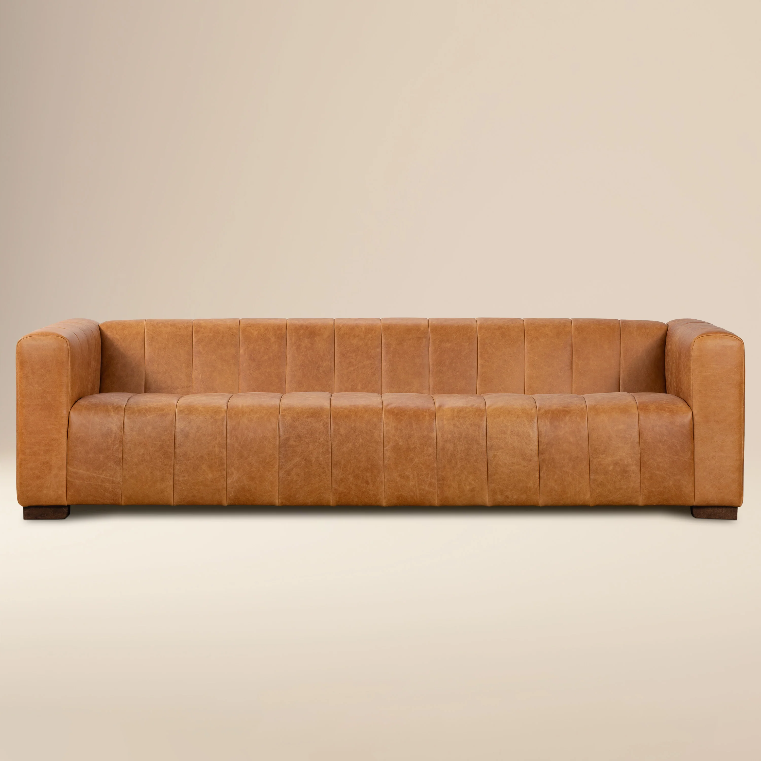 Canale 99" Leather Sofa | Cognac Tan