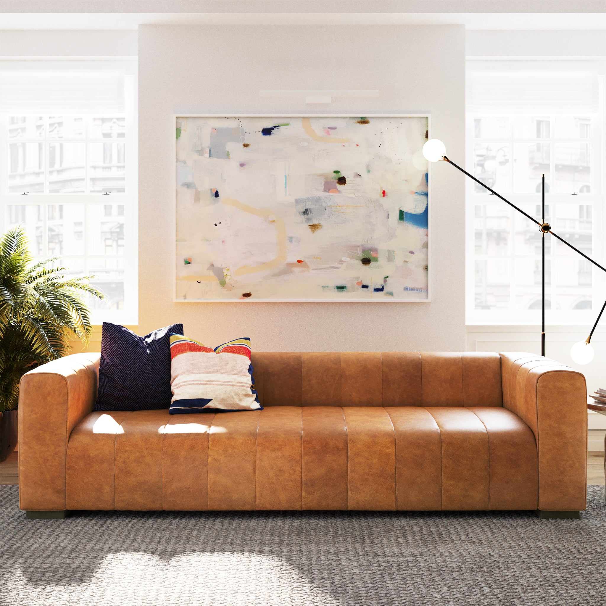 Canale 99" Leather Sofa | Cognac Tan - Image 2