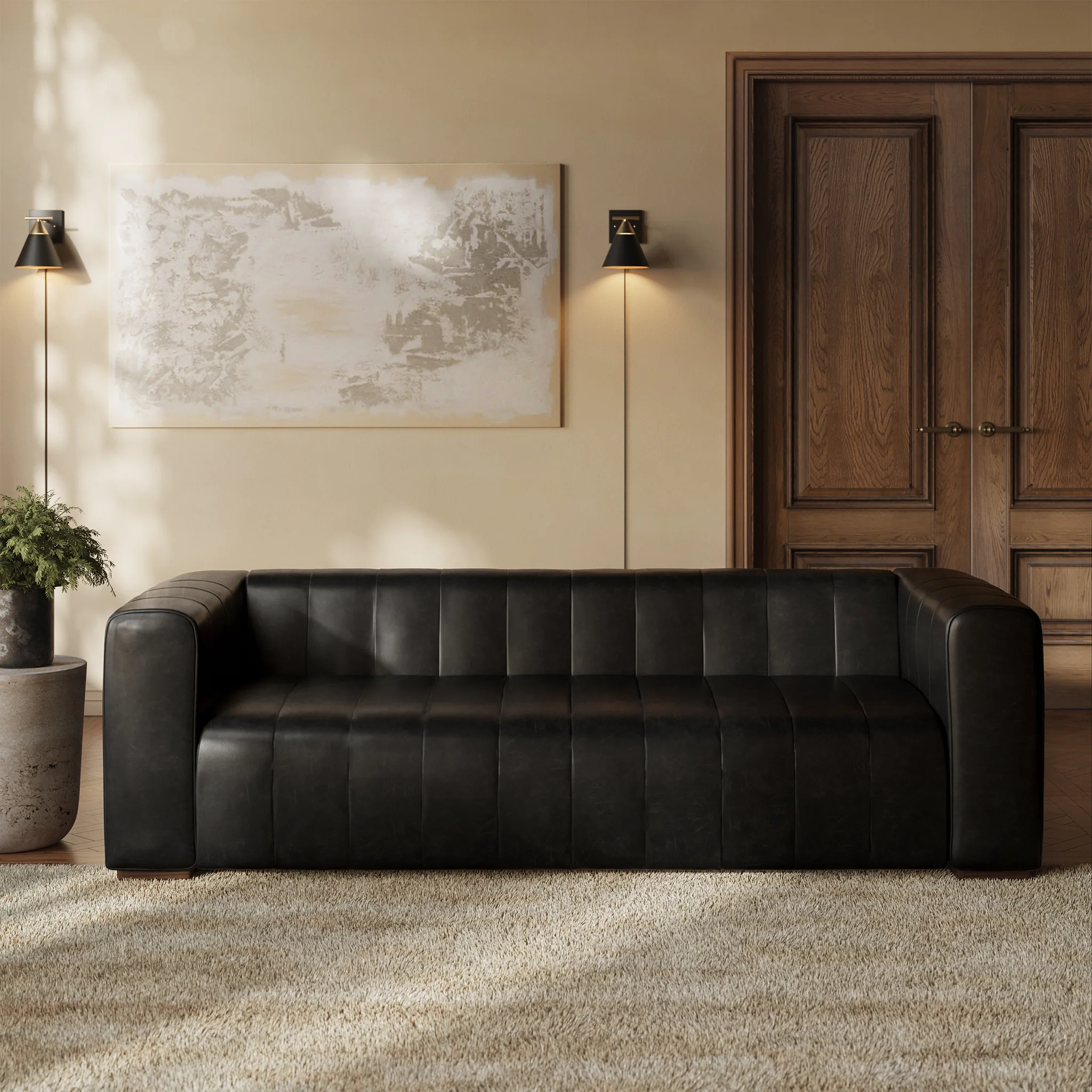 Canale 86" Leather Sofa | Onyx Black - Image 2