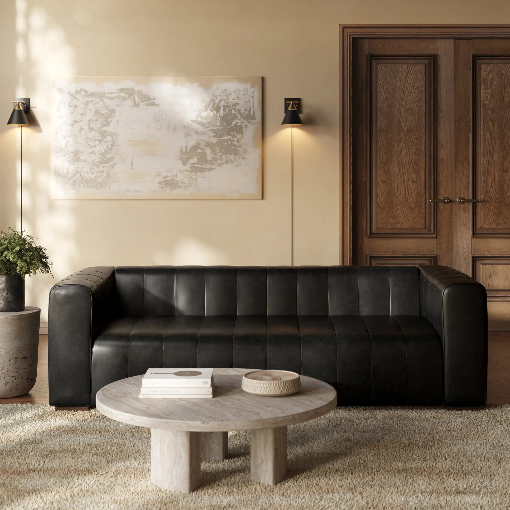 Canale 86" Leather Sofa | Onyx Black - Image 3