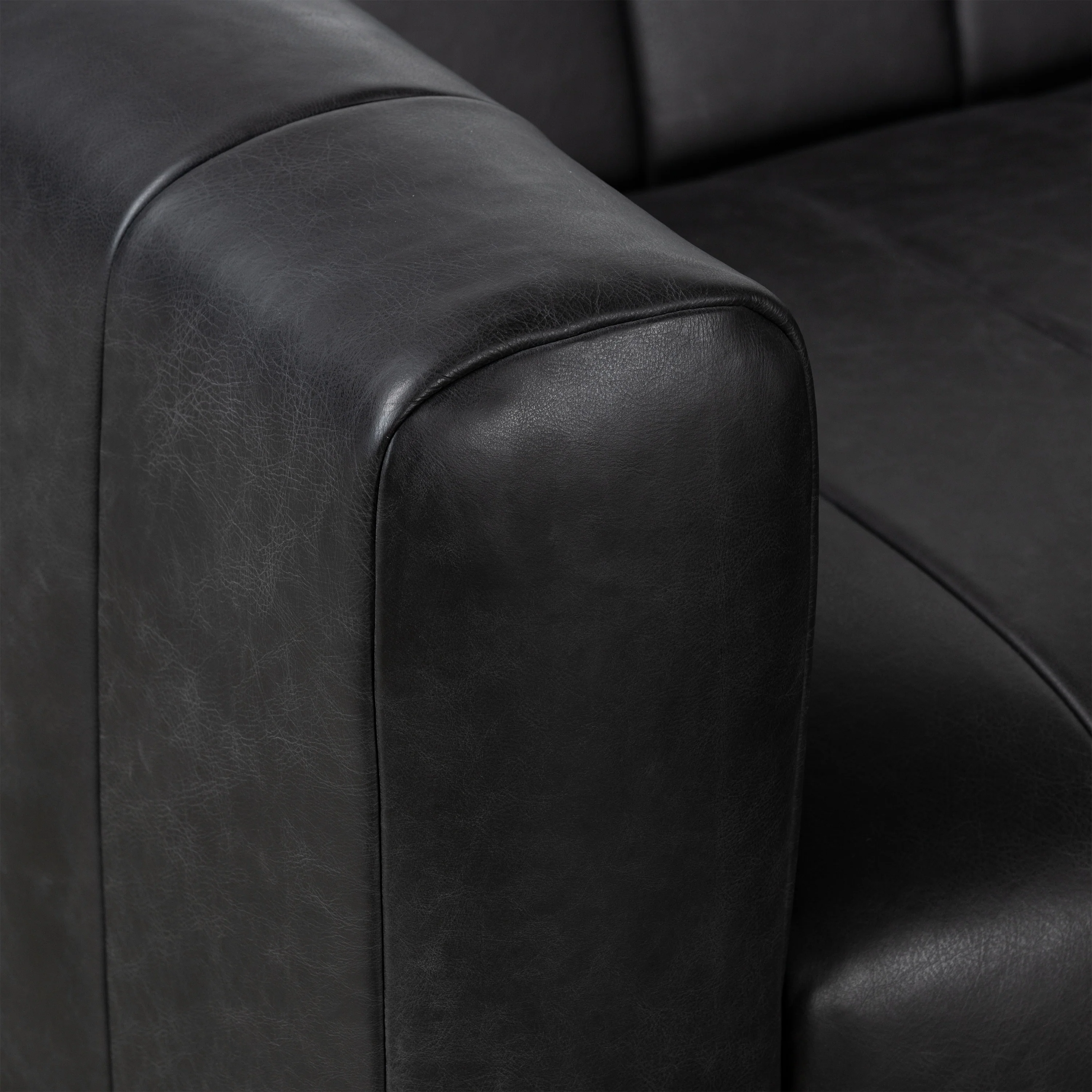 Canale 99" Leather Sofa | Onyx Black - Image 11