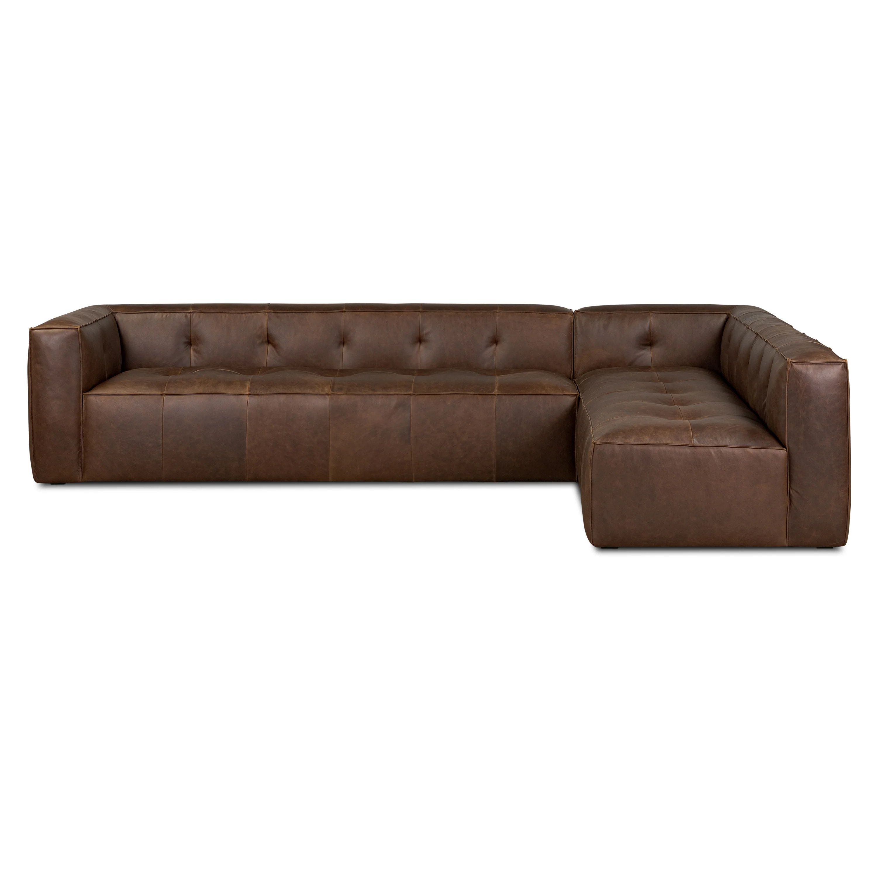Capa 129" Leather L-Shaped Corner Sectional Sofa | Chocolate Brown - Image 3