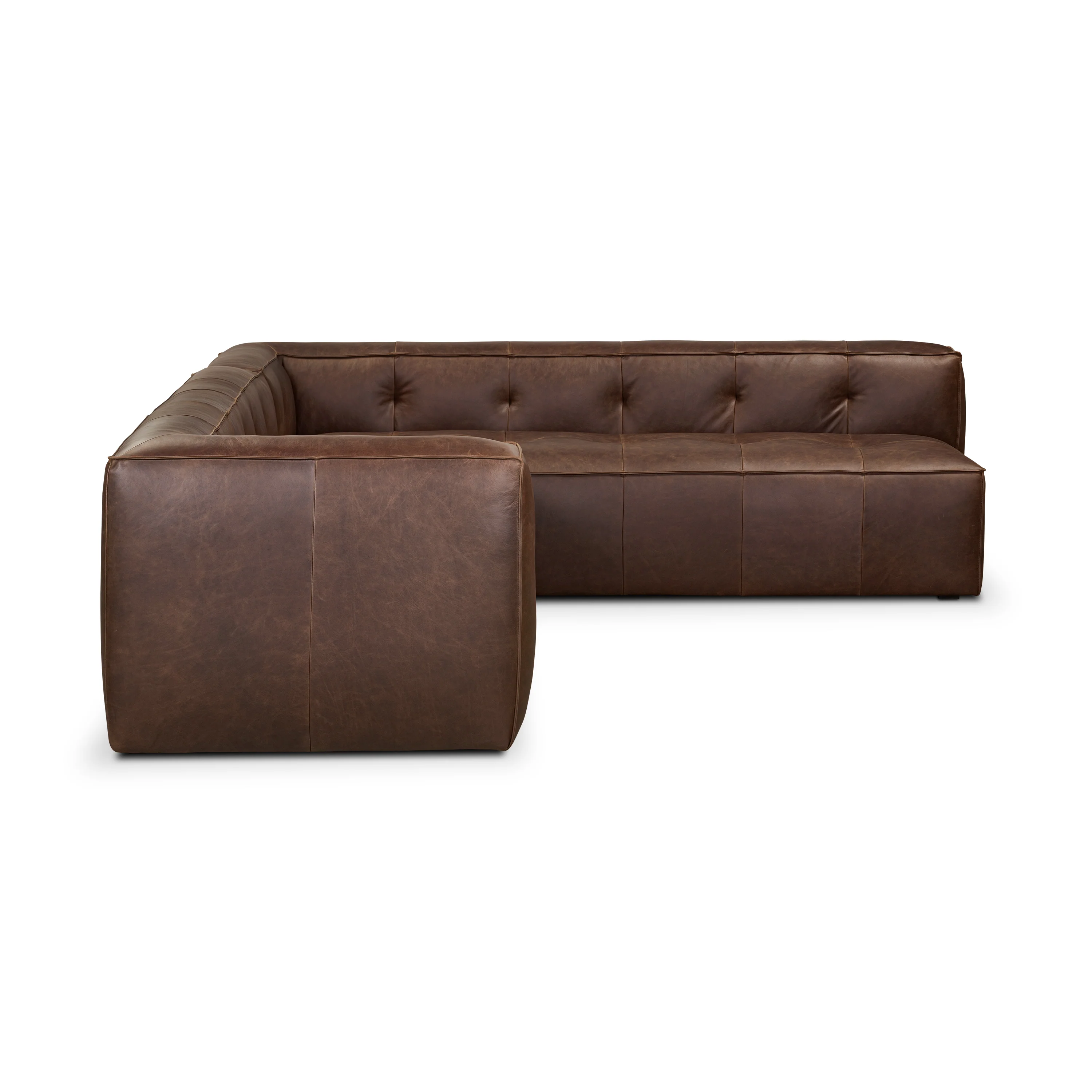 Capa 129" Leather L-Shaped Corner Sectional Sofa | Chocolate Brown - Image 4