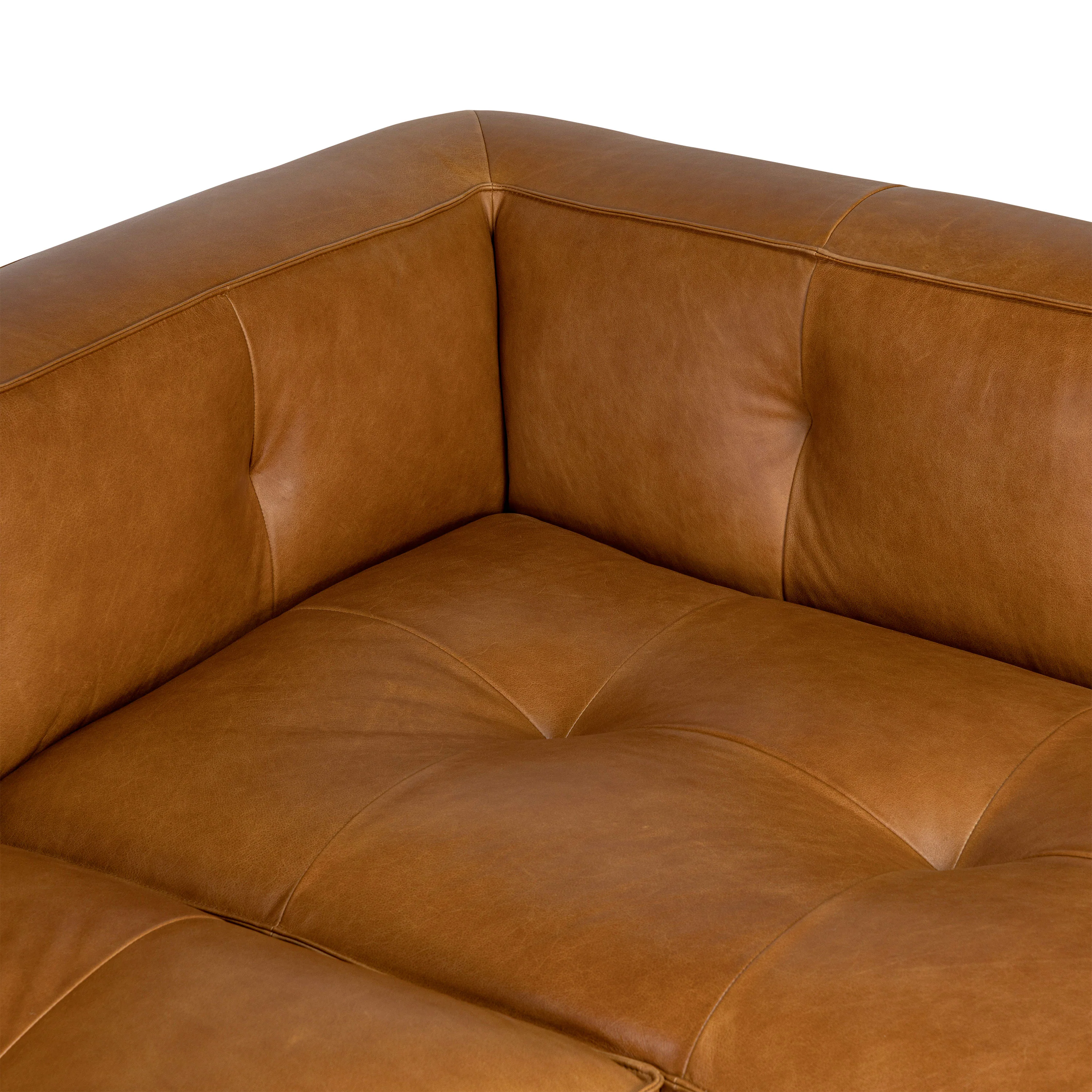 Capa 129" Leather L-Shaped Corner Sectional Sofa | Saddle Tan - Image 10