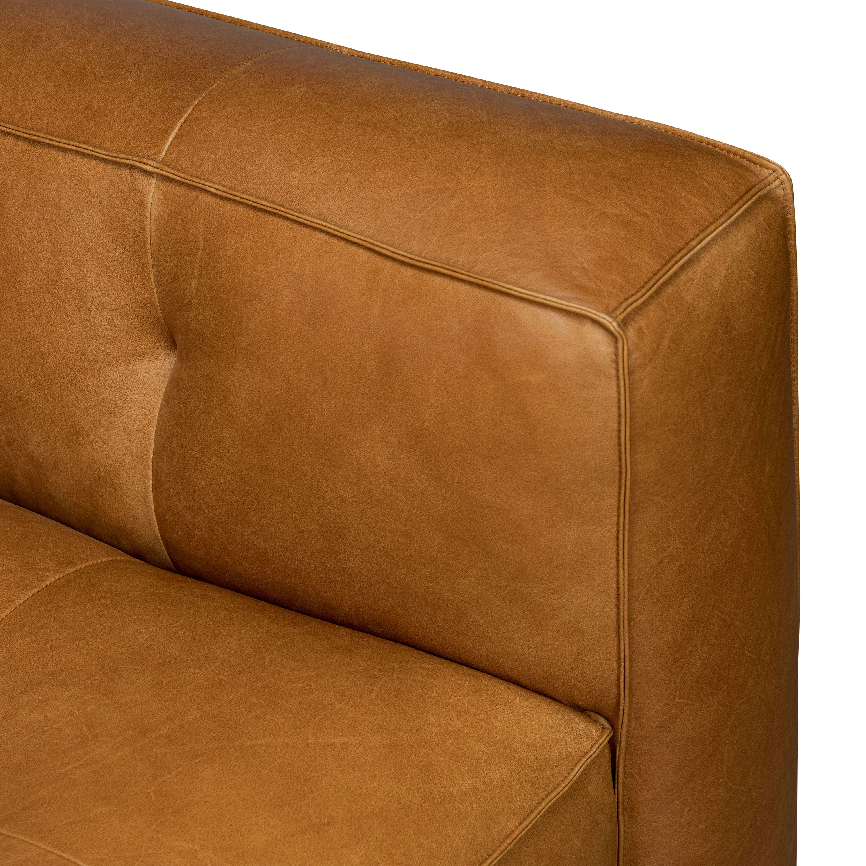 Capa 129" Leather L-Shaped Corner Sectional Sofa | Saddle Tan - Image 12