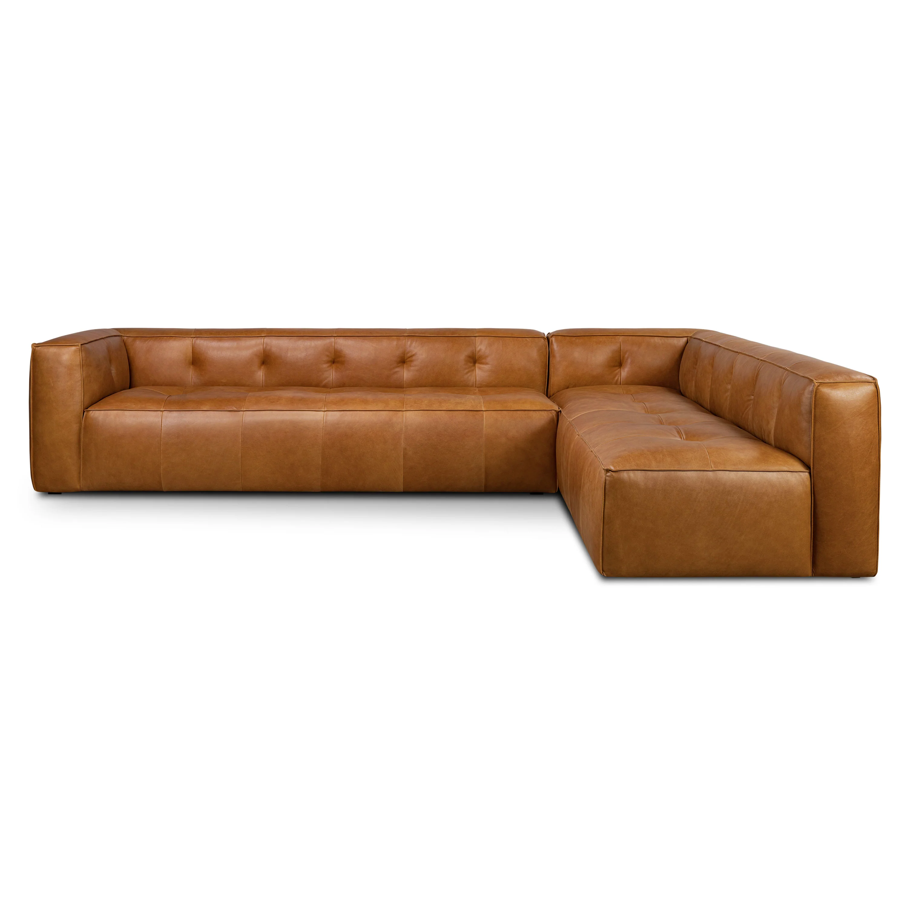 Capa 129" Leather L-Shaped Corner Sectional Sofa | Saddle Tan - Image 3