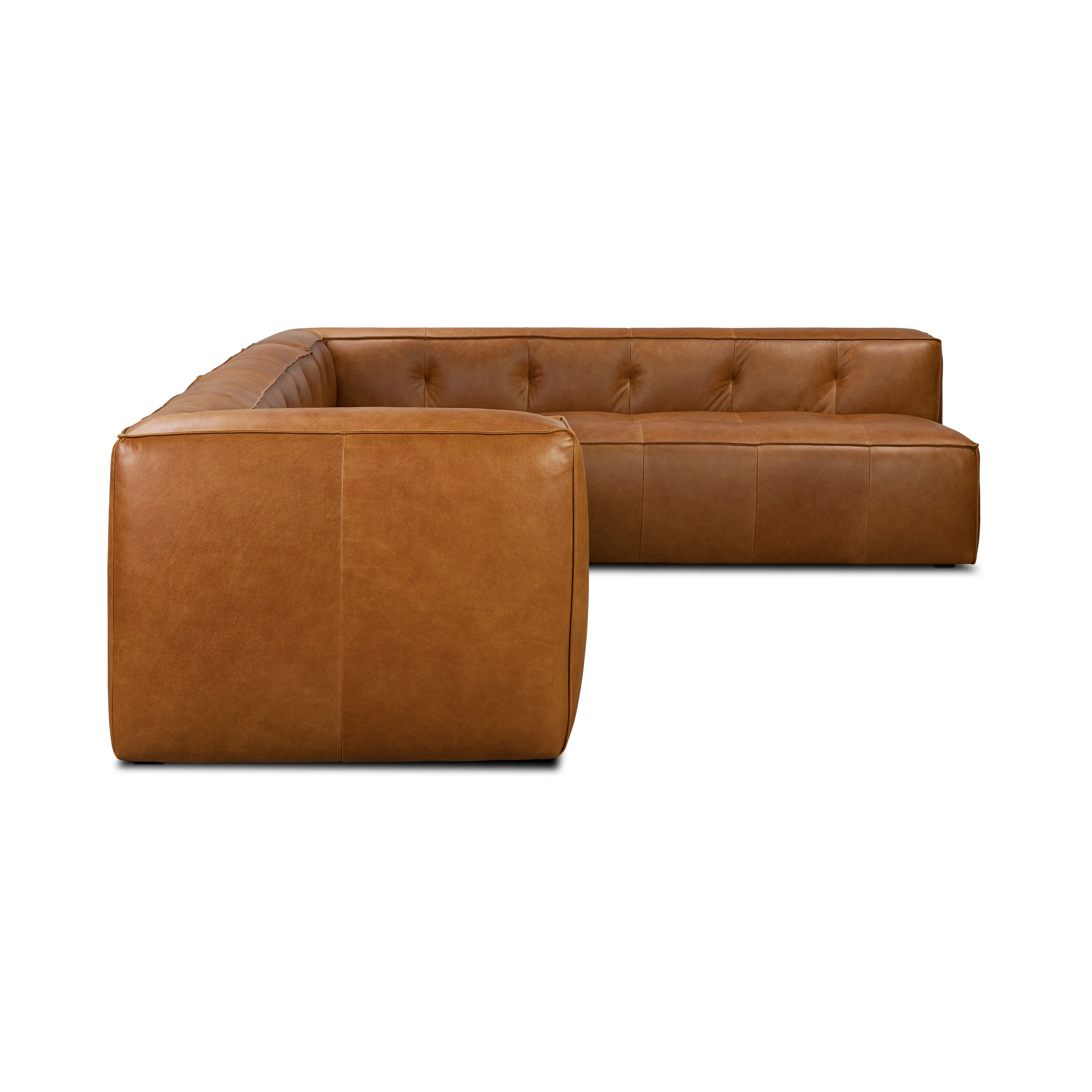 Capa 129" Leather L-Shaped Corner Sectional Sofa | Saddle Tan - Image 4