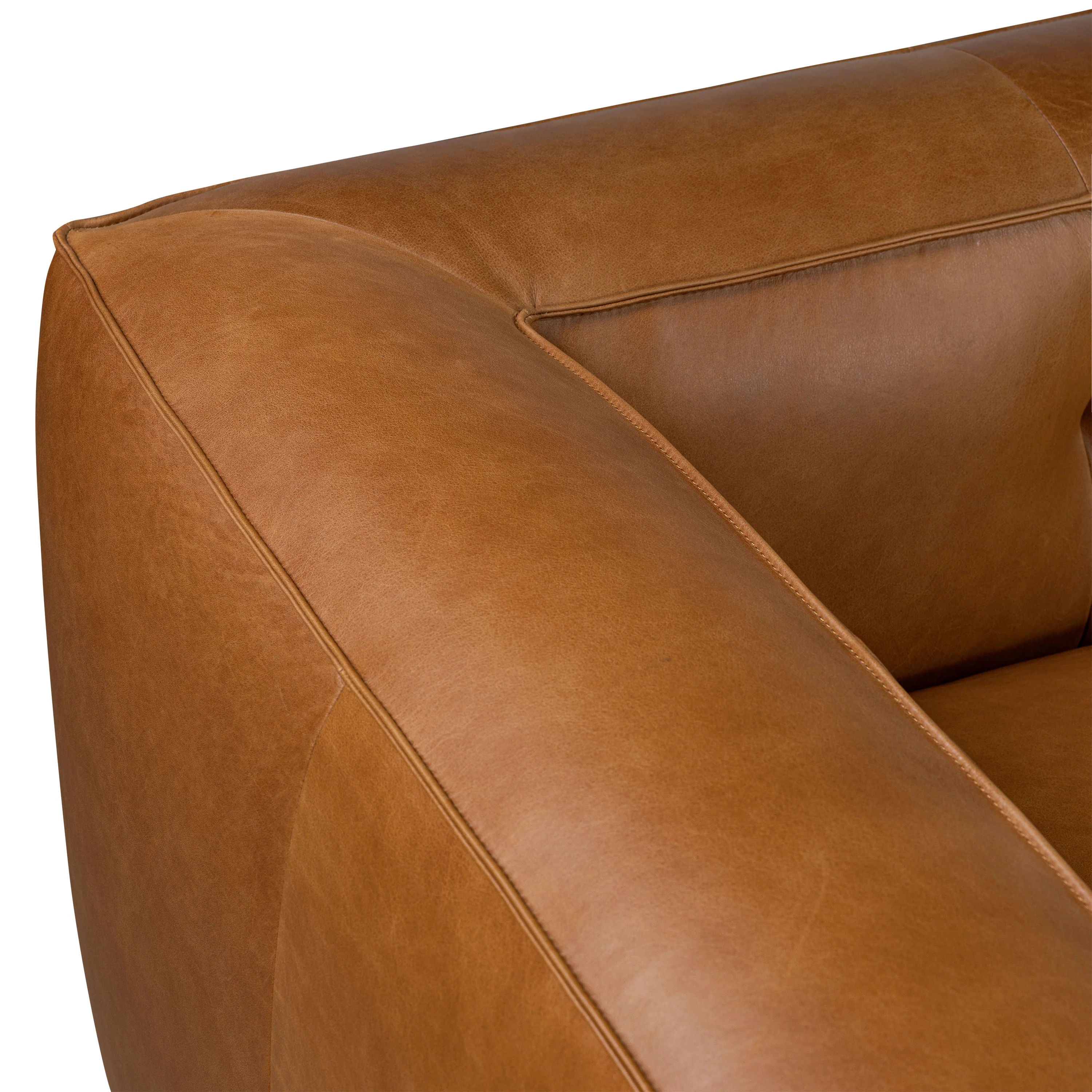 Capa 129" Leather L-Shaped Corner Sectional Sofa | Saddle Tan - Image 8
