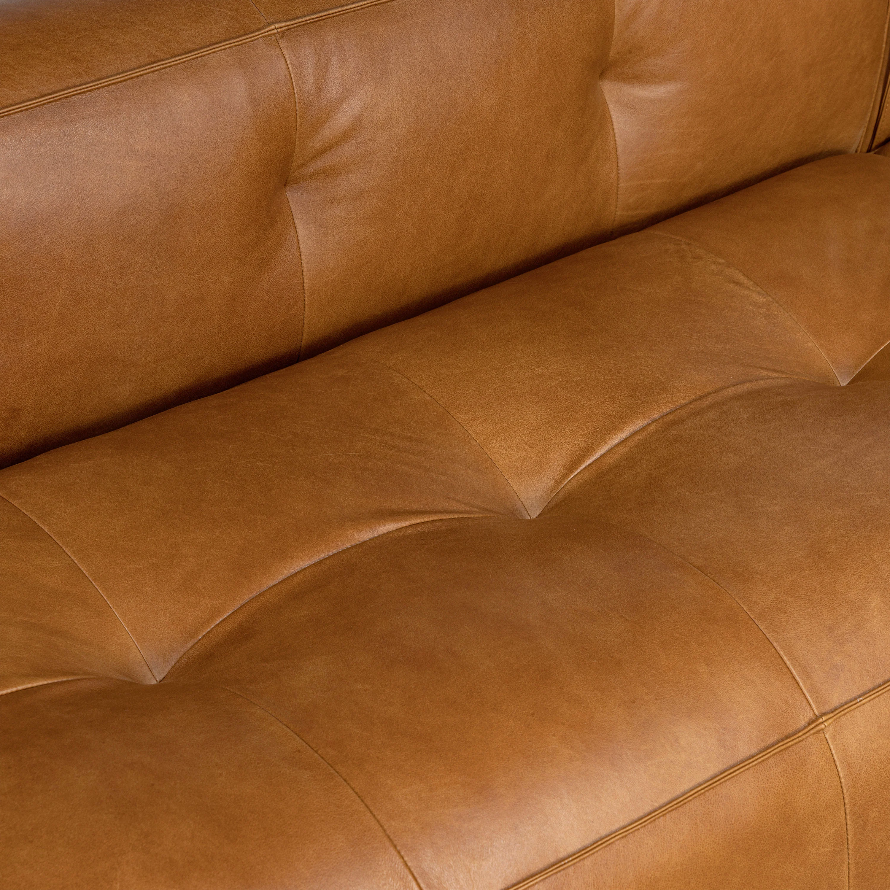 Capa 129" Leather L-Shaped Corner Sectional Sofa | Saddle Tan - Image 9