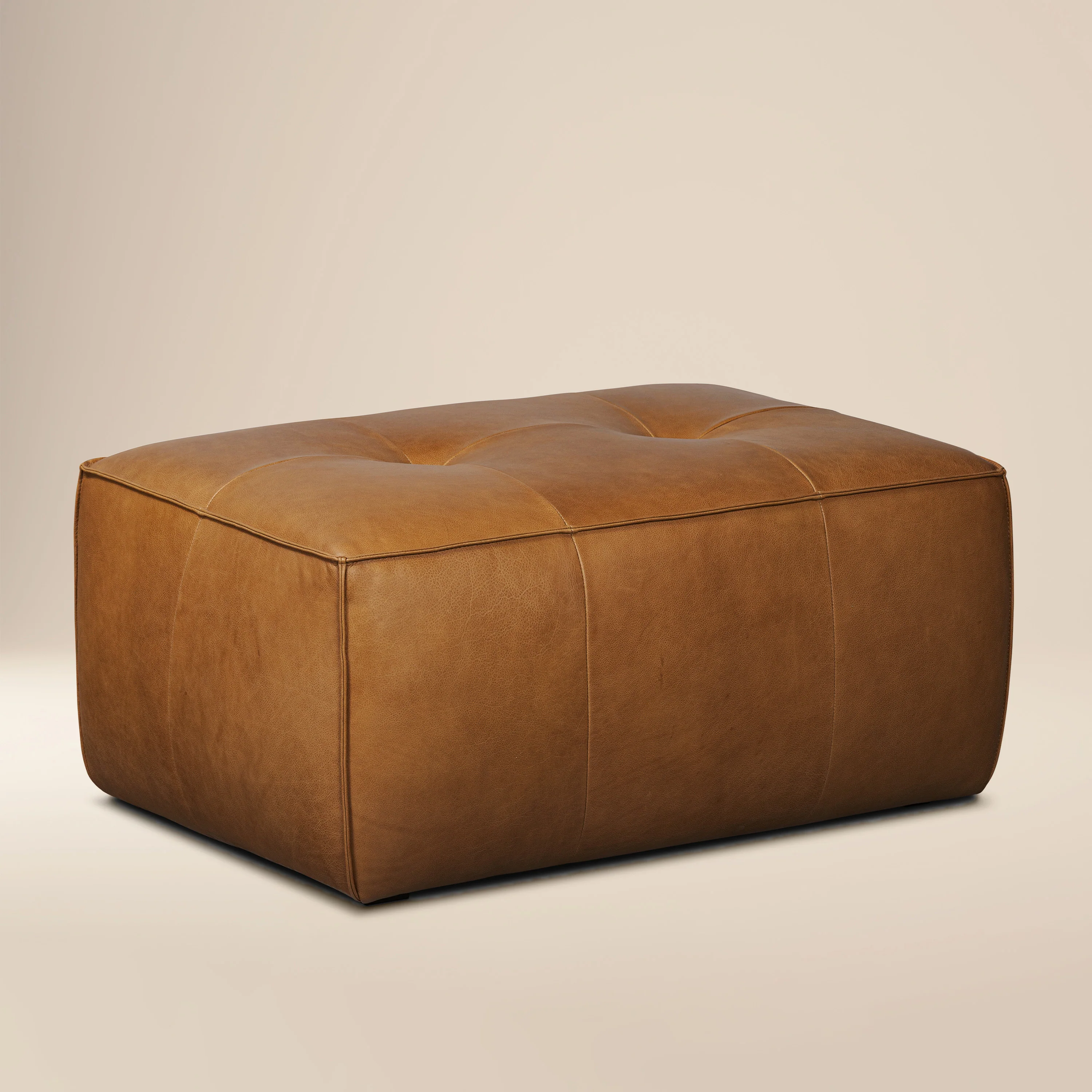 Capa Leather Ottoman | Saddle Tan