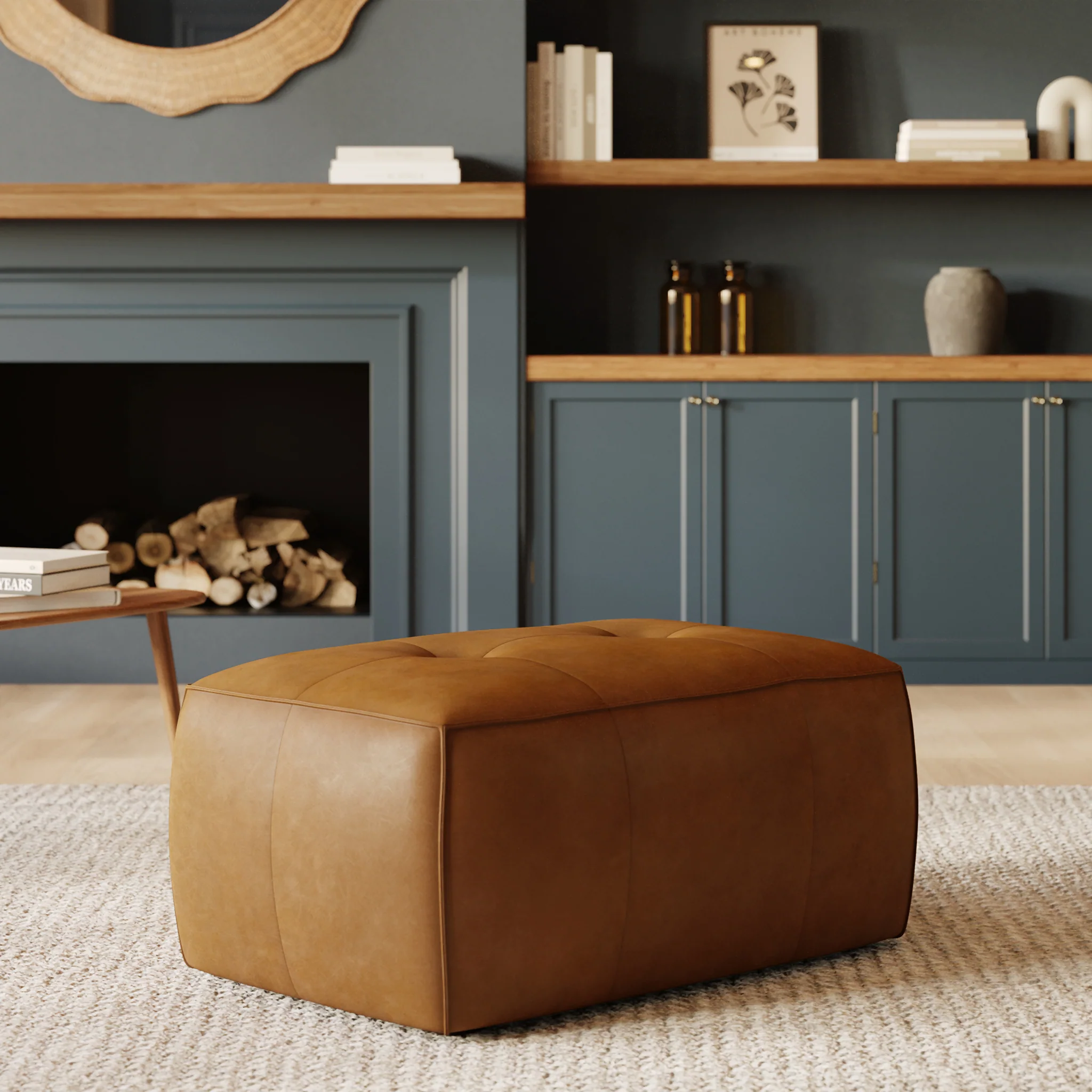 Capa Leather Ottoman | Saddle Tan - Image 2