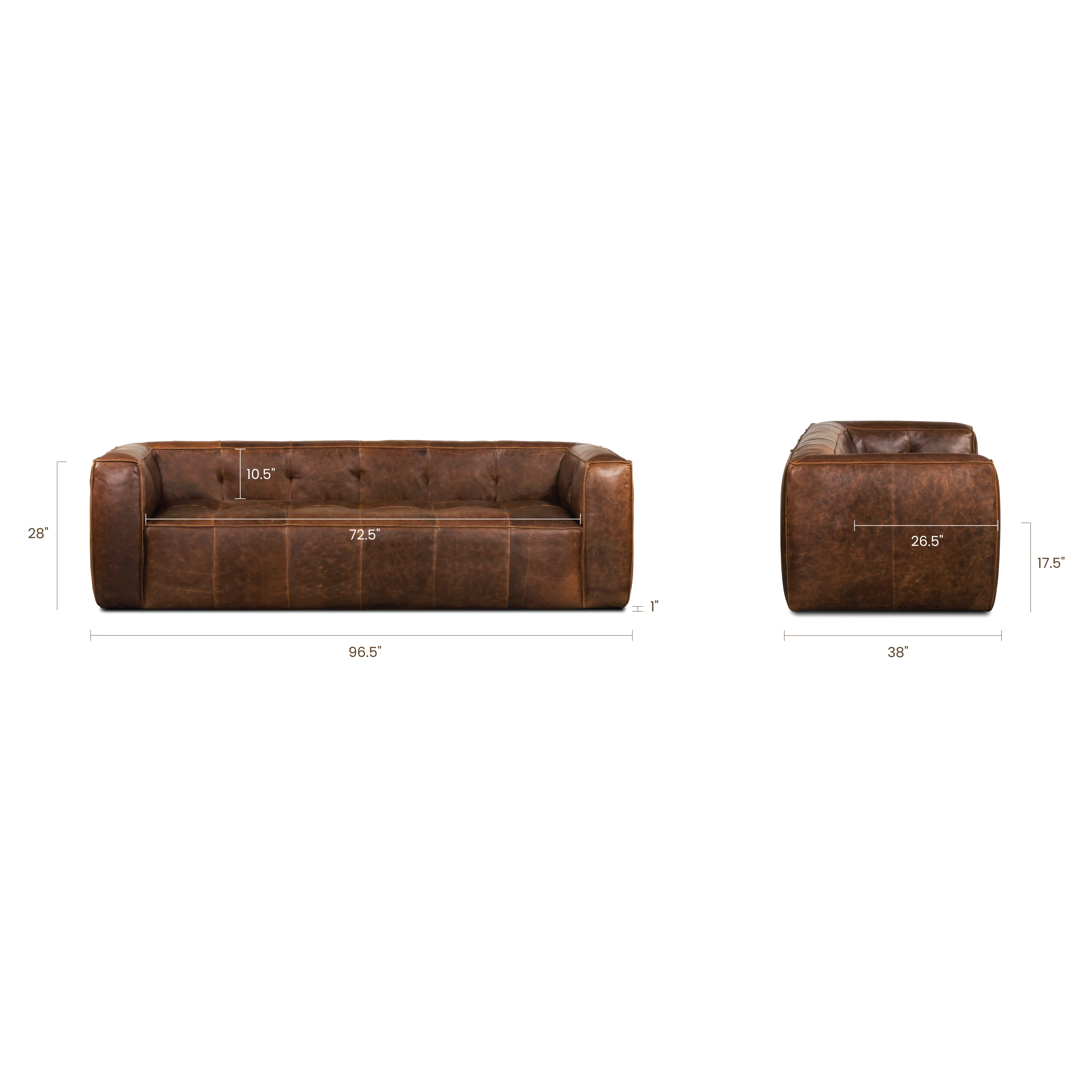 Capa 96.5" Leather Sofa | Chocolate Brown - Image 18