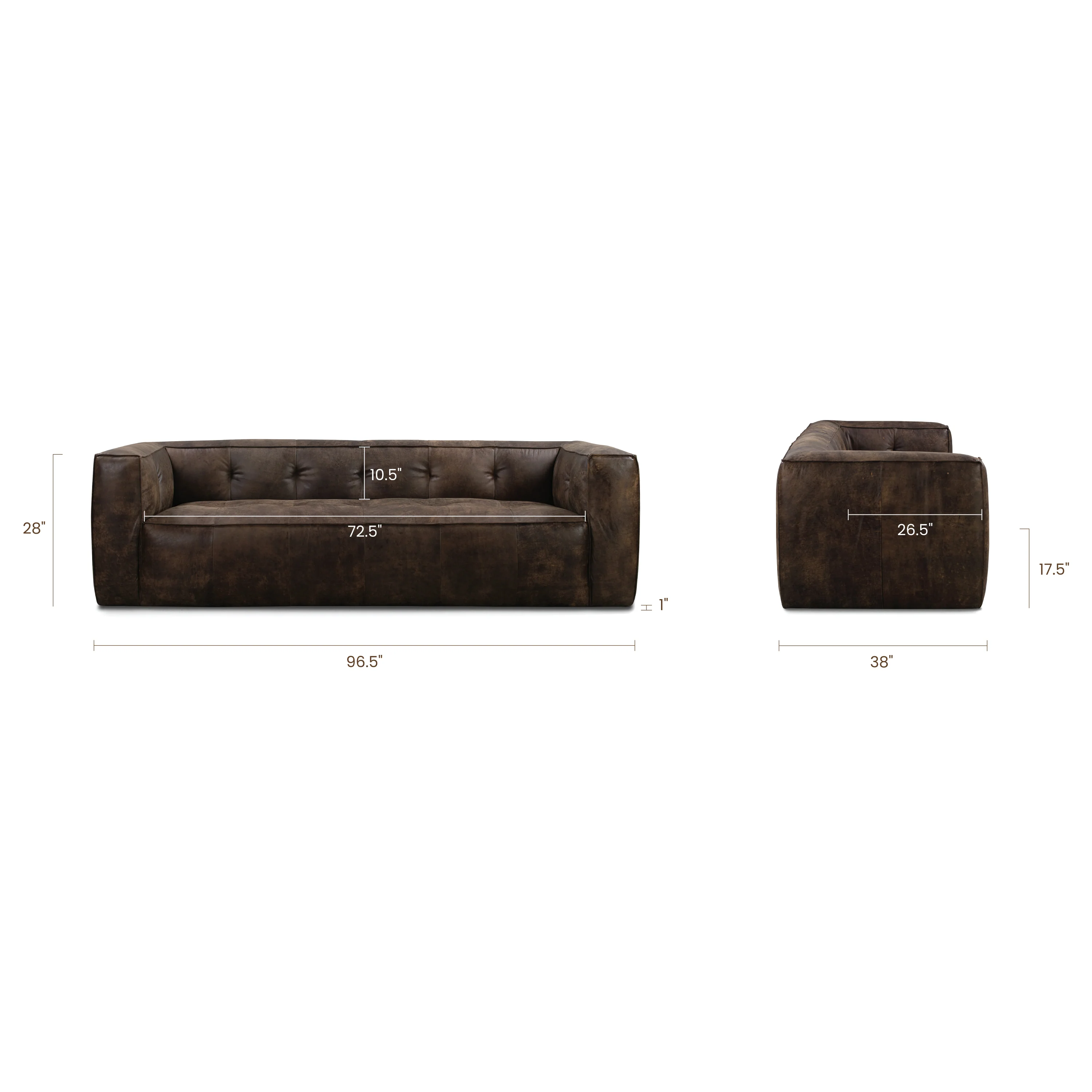 Capa 96.5" Leather Sofa | Outback Brown - Image 11
