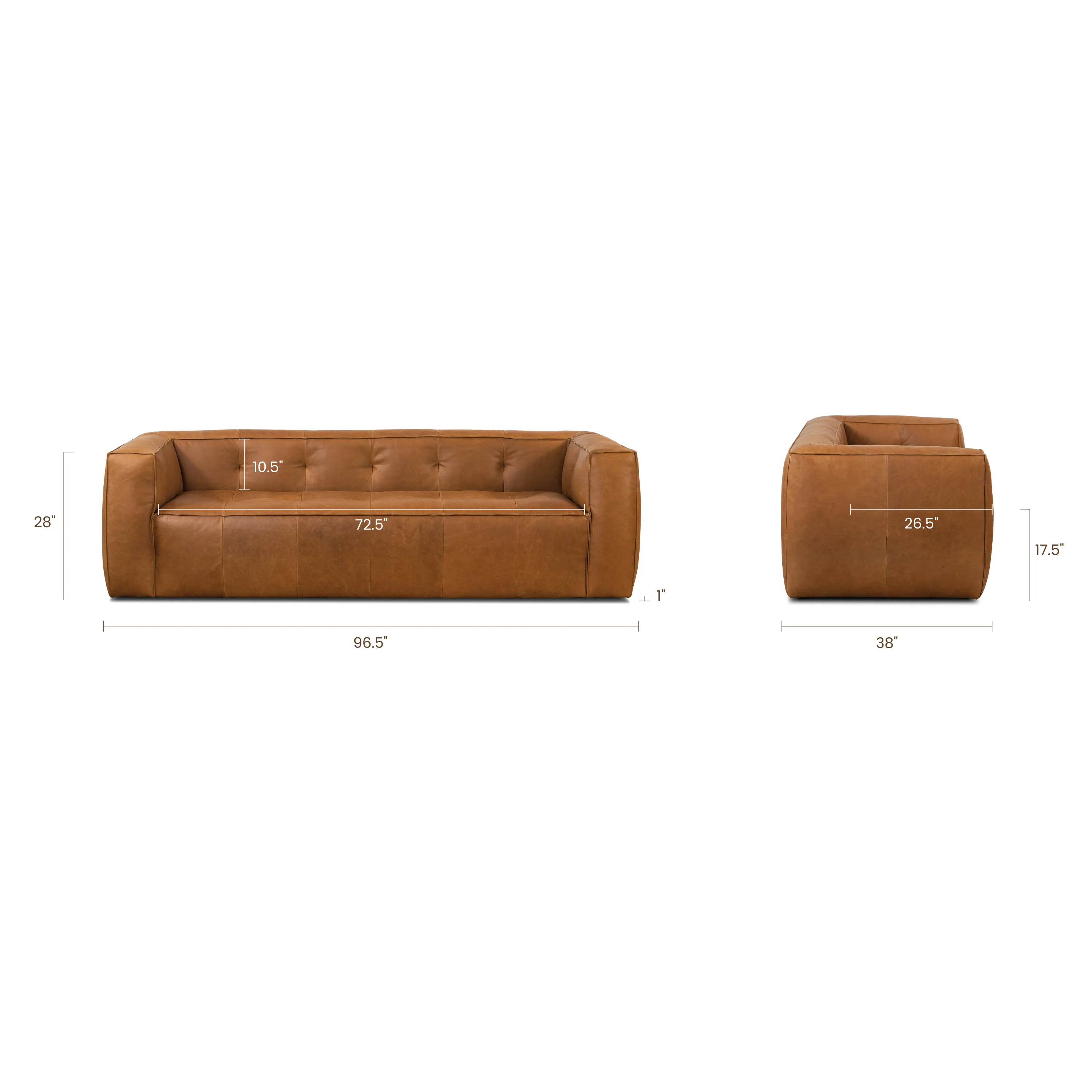 Capa 96.5" Leather Sofa | Saddle Tan - Image 14