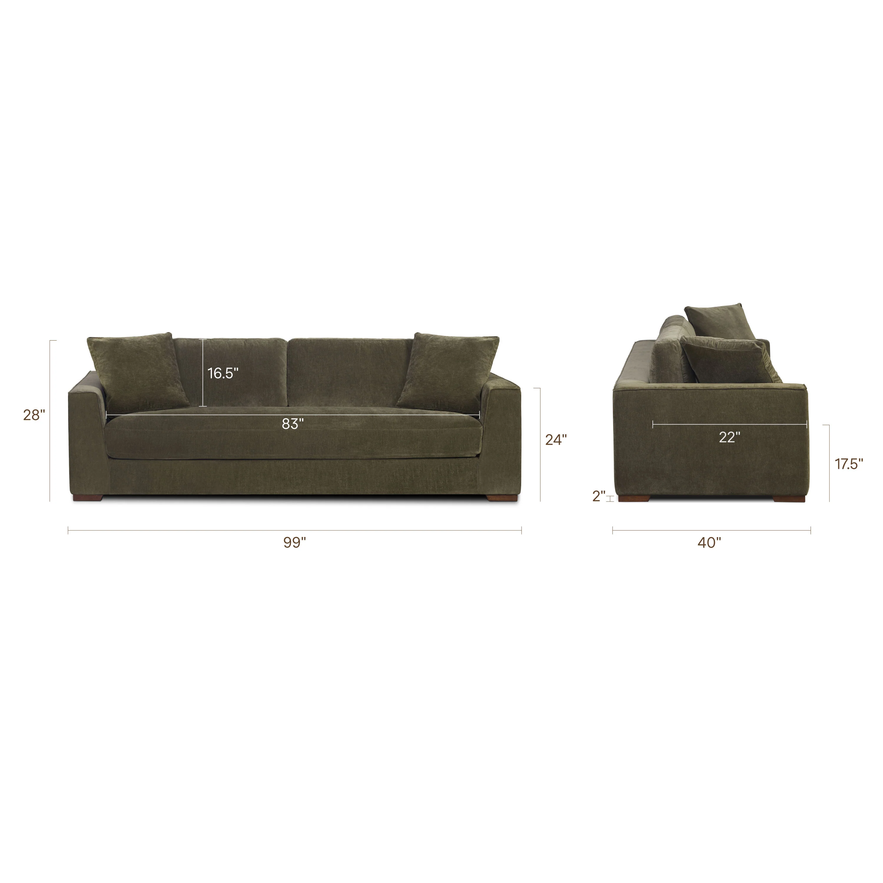 Capri 99" Velvet Sofa | Lume Green - Image 16