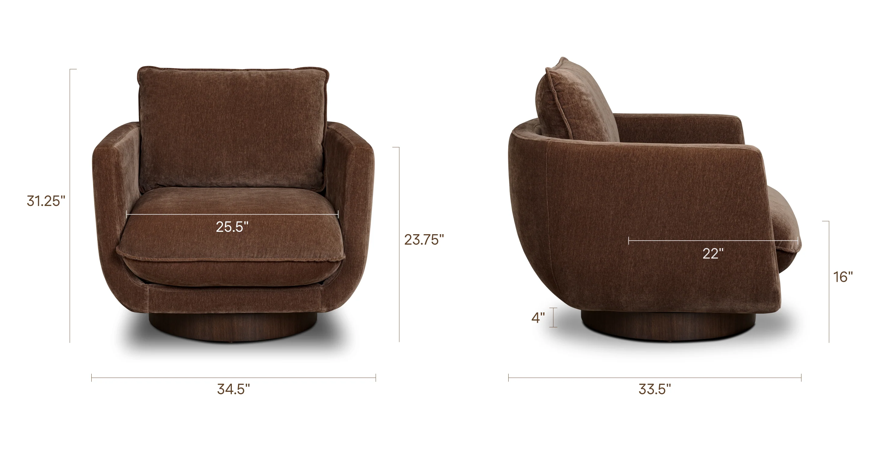 Carla Swivel Lounge Chair | Bronzer Brown - Image 14
