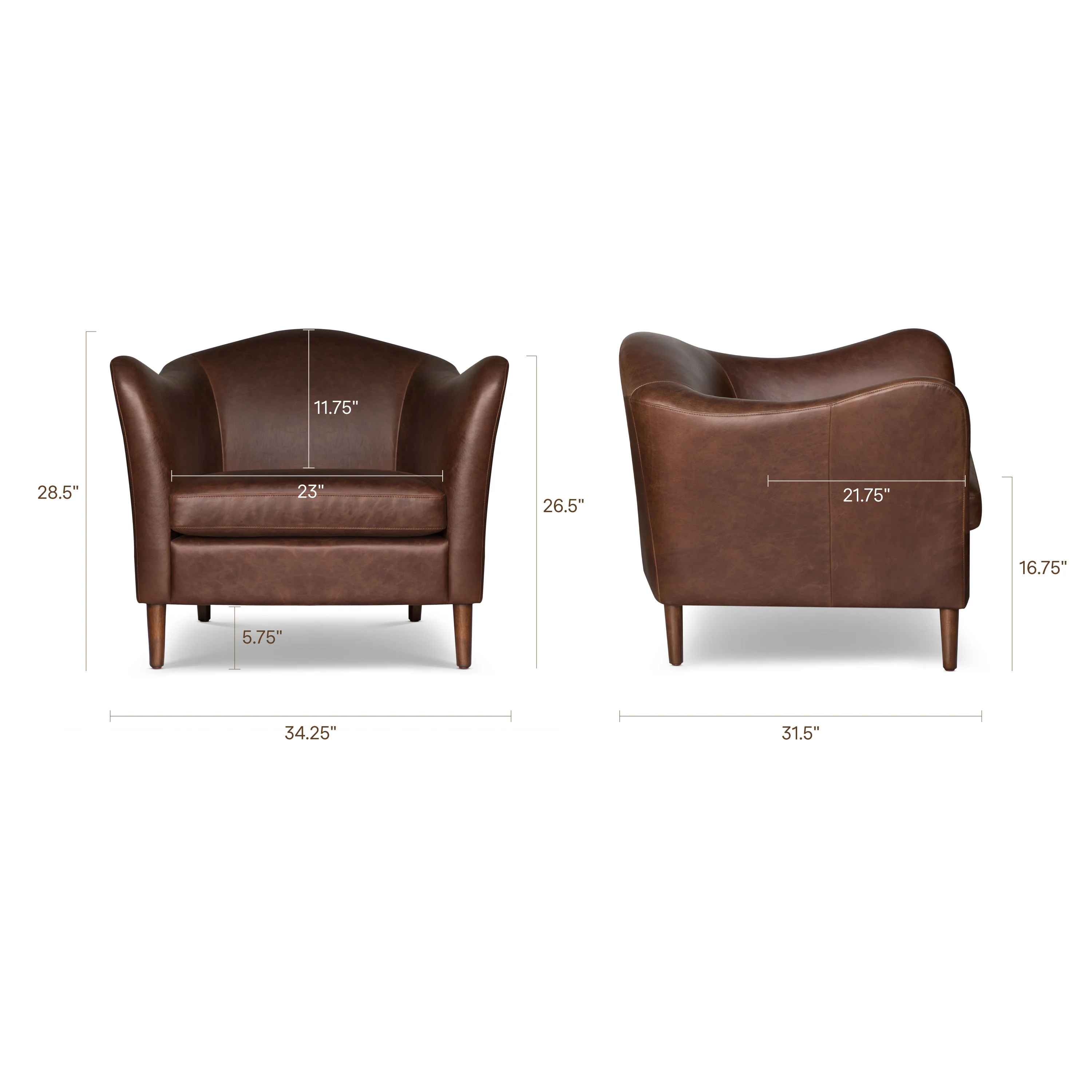 Carmel Leather Lounge Chair | Chocolate Brown - Image 13