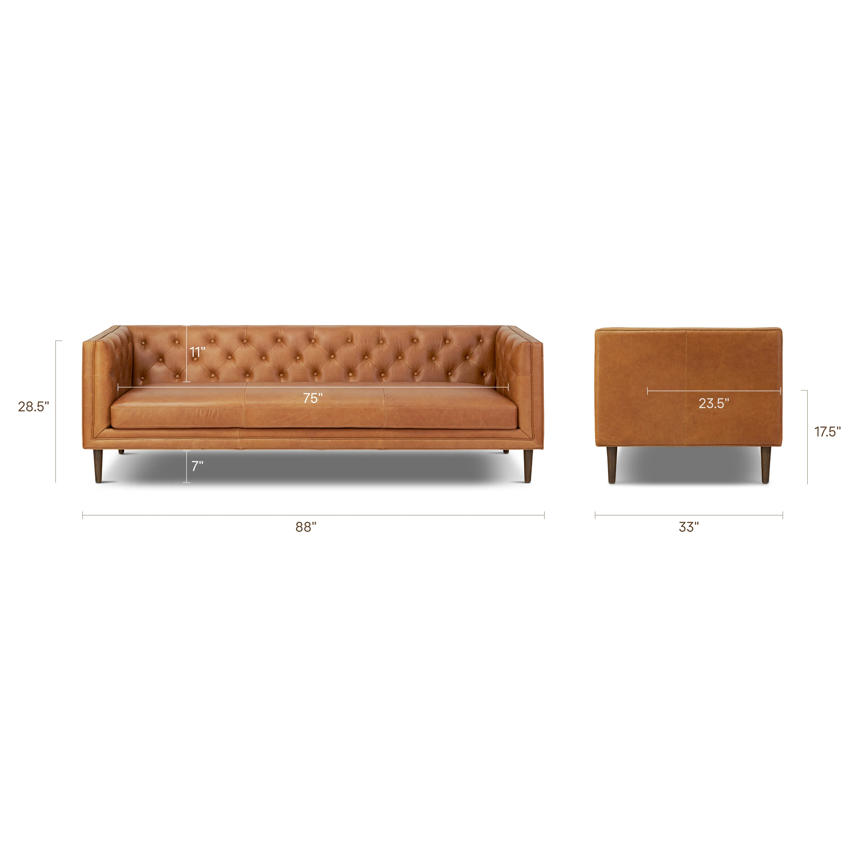 Castel 88.5" Leather Sofa | Saddle Tan - Image 14