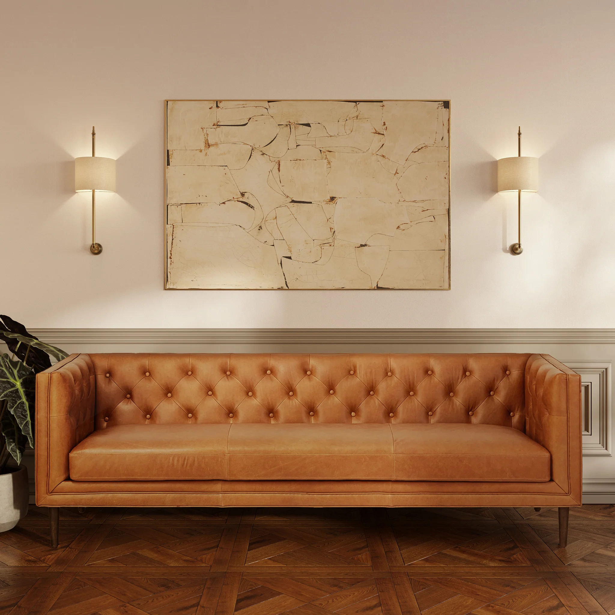 Castel 88.5" Leather Sofa | Saddle Tan - Image 2