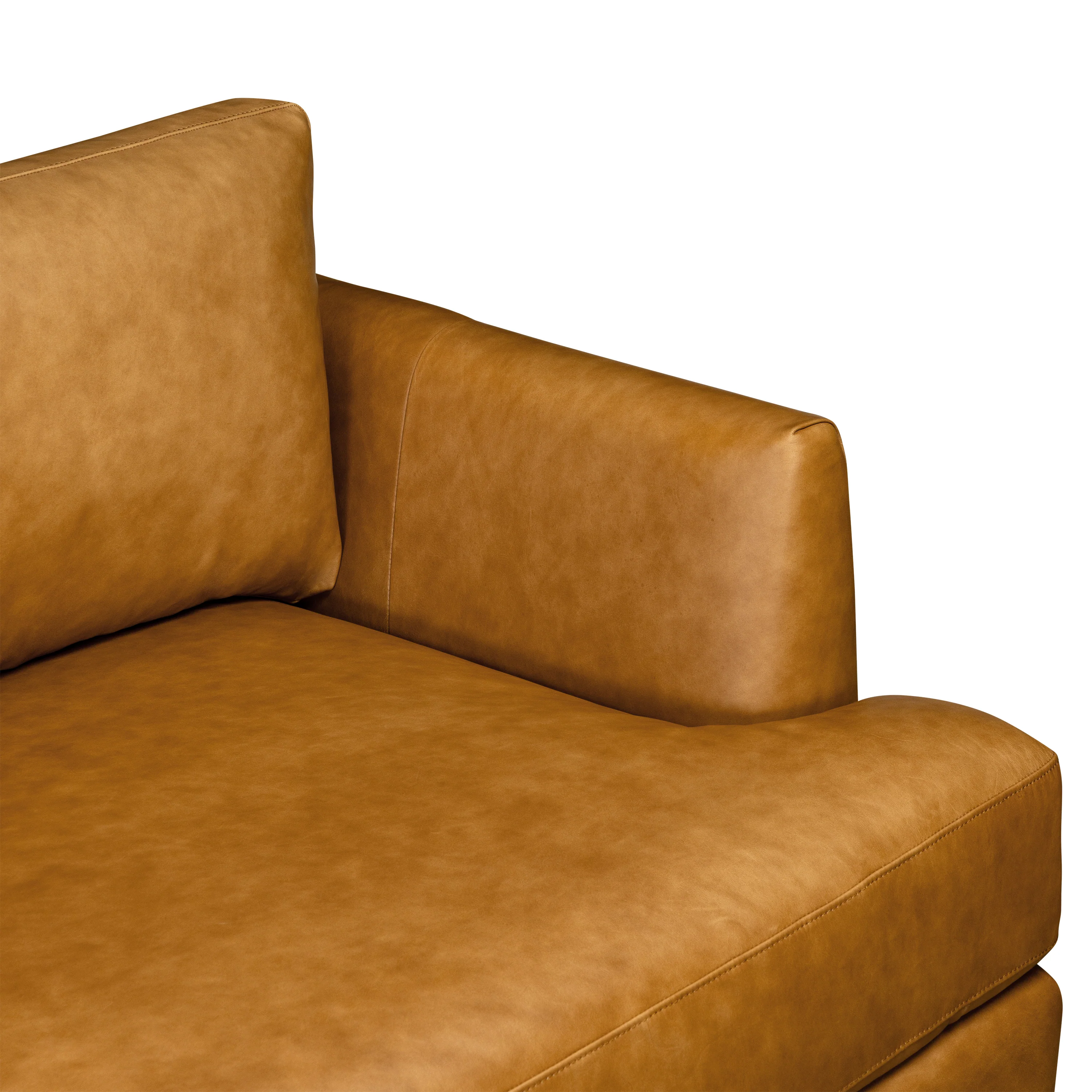 Catania 116.5" Leather Left-Facing Bumper Sectional Sofa | Cognac Tan - Image 10