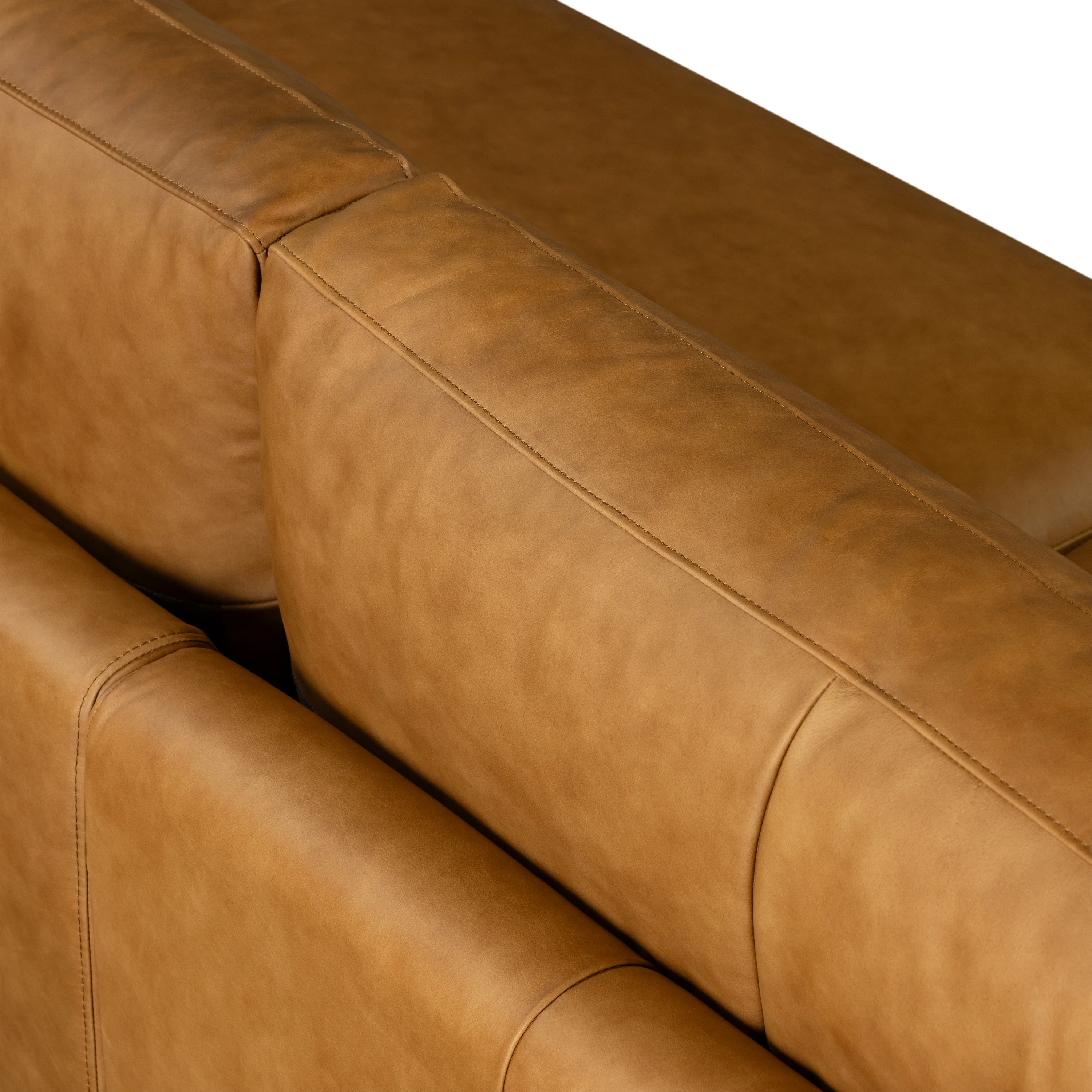 Catania 116.5" Leather Left-Facing Bumper Sectional Sofa | Cognac Tan - Image 11
