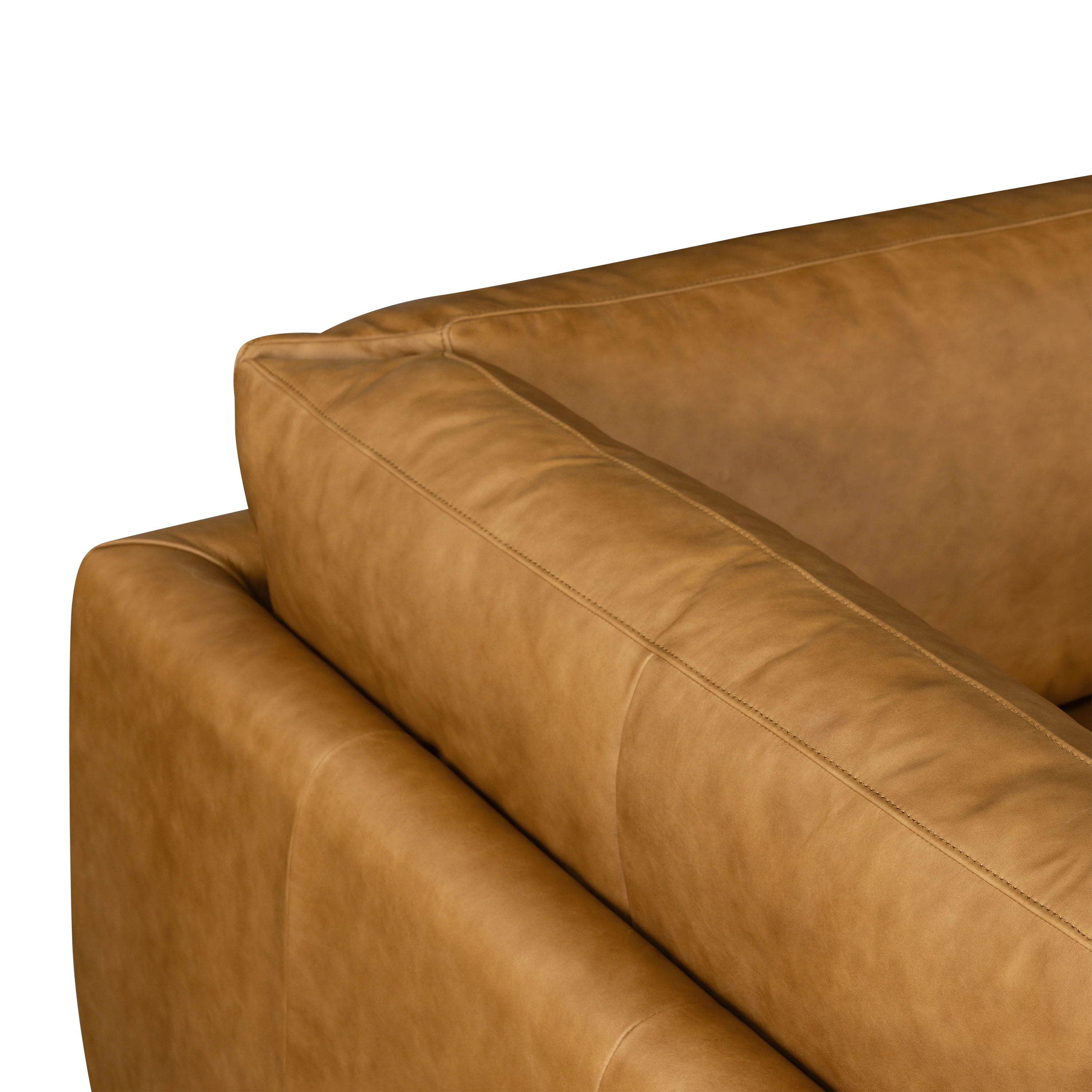 Catania 116.5" Leather Left-Facing Bumper Sectional Sofa | Cognac Tan - Image 12