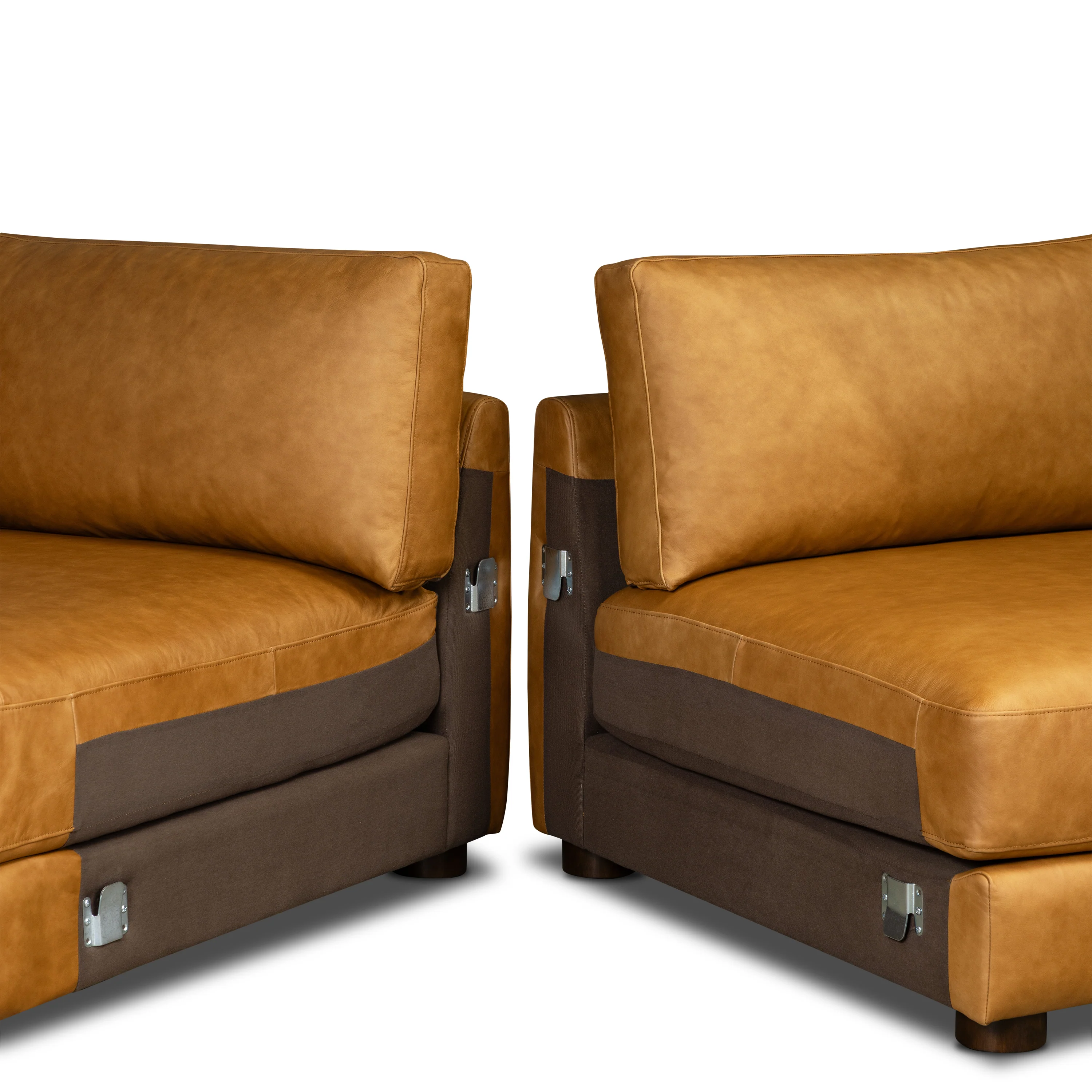 Catania 116.5" Leather Left-Facing Bumper Sectional Sofa | Cognac Tan - Image 14