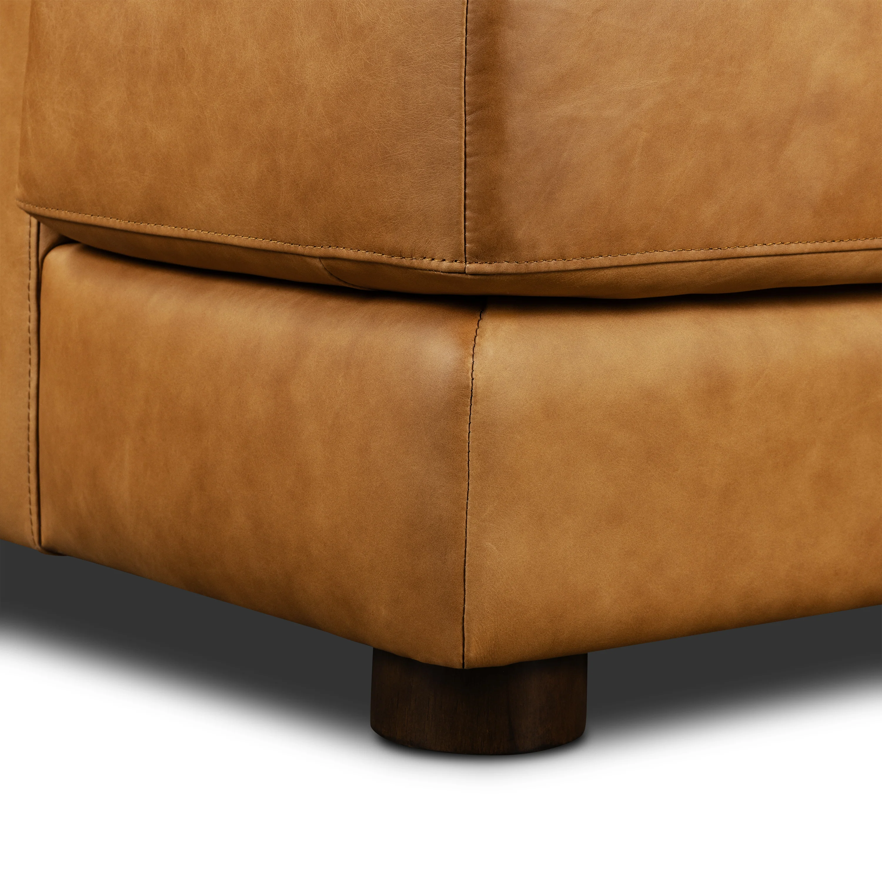 Catania 116.5" Leather Left-Facing Bumper Sectional Sofa | Cognac Tan - Image 15