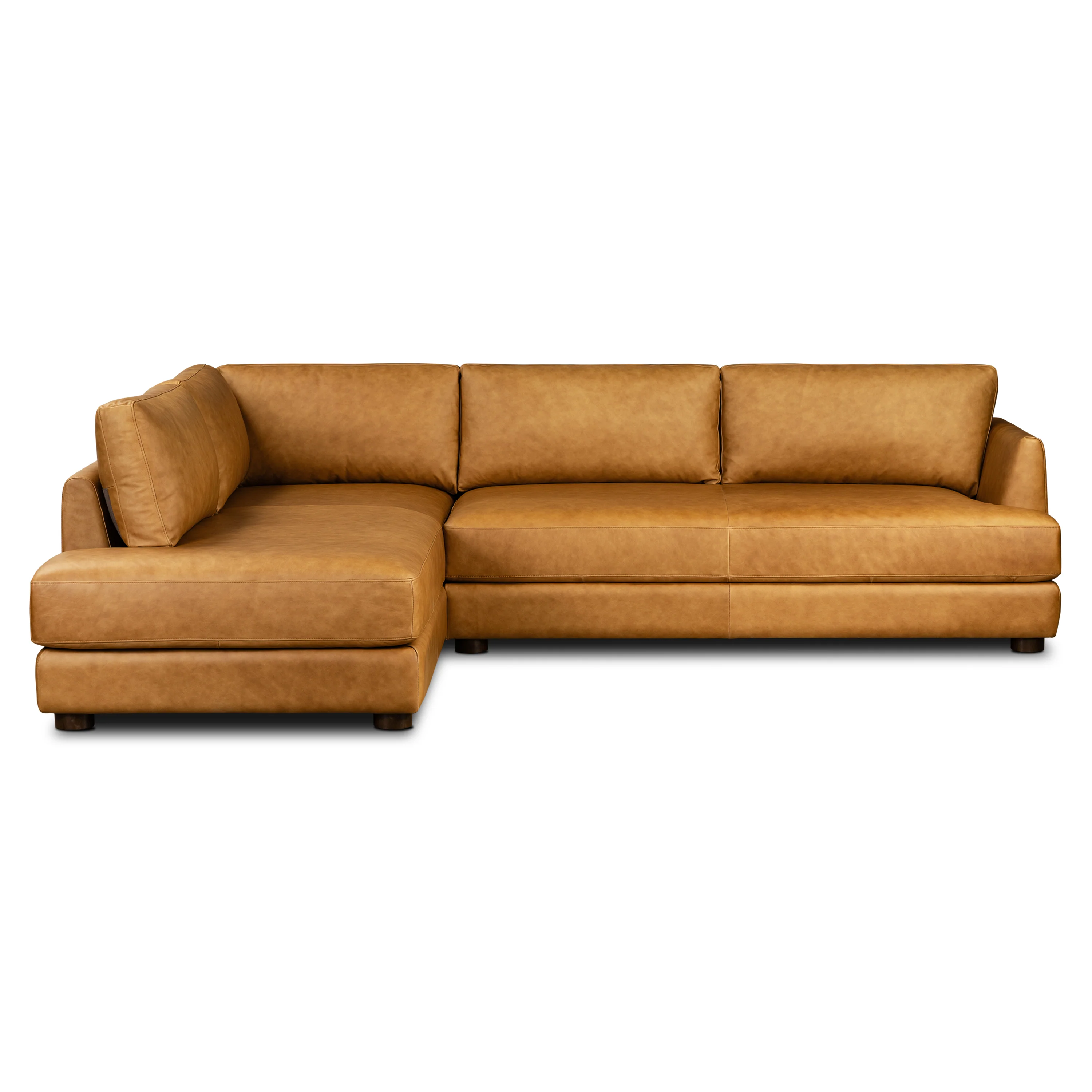 Catania 116.5" Leather Left-Facing Bumper Sectional Sofa | Cognac Tan - Image 3