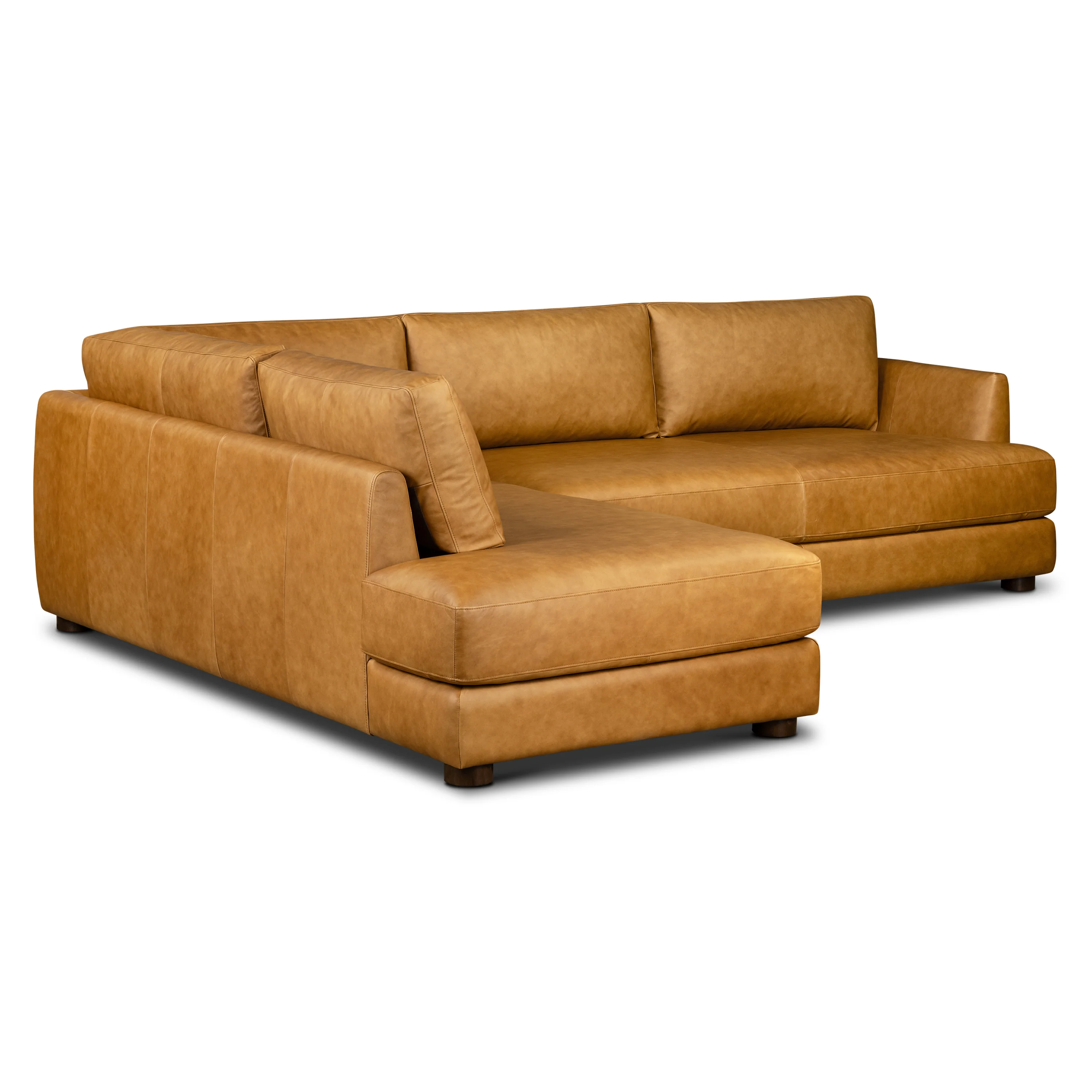 Catania 116.5" Leather Left-Facing Bumper Sectional Sofa | Cognac Tan - Image 4