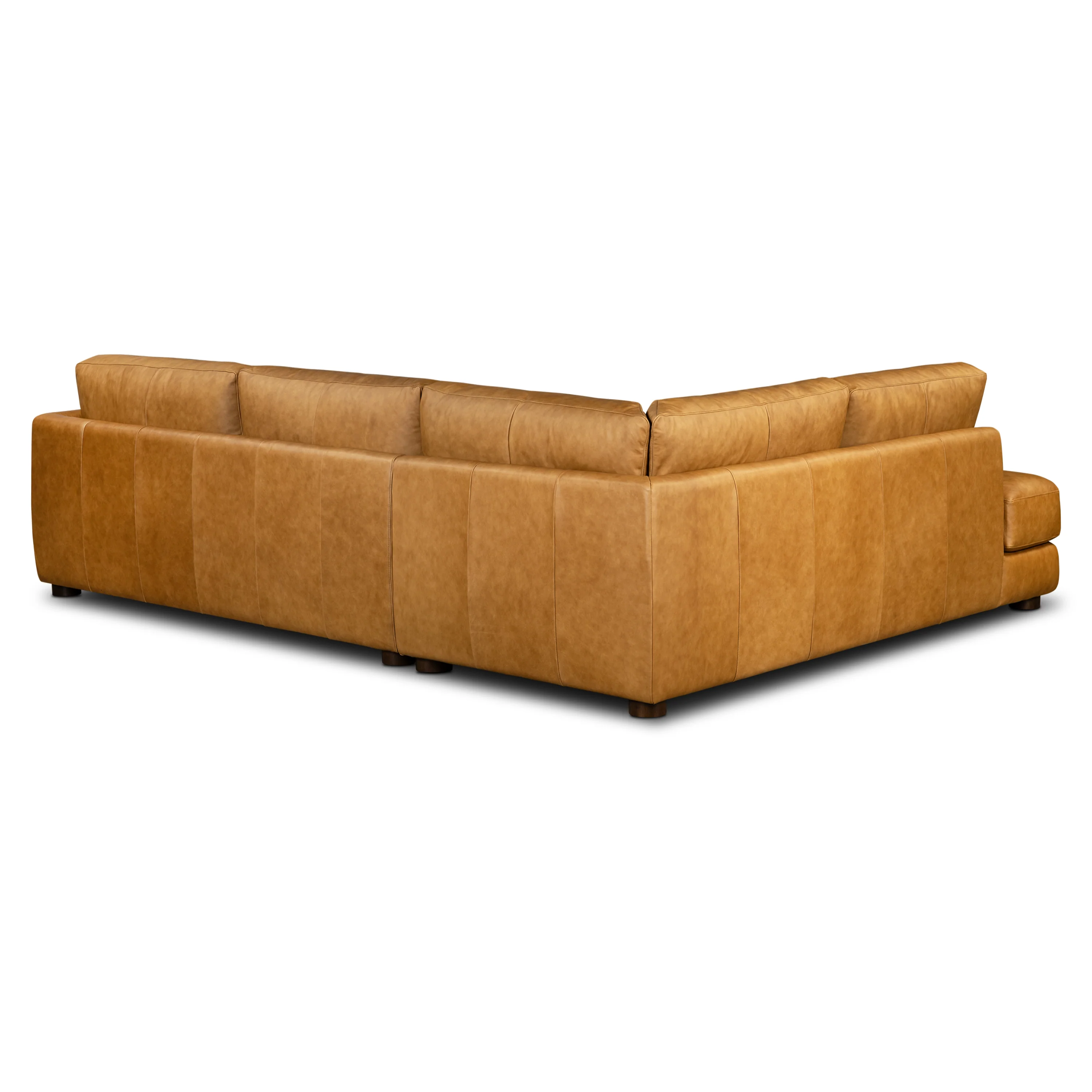Catania 116.5" Leather Left-Facing Bumper Sectional Sofa | Cognac Tan - Image 6