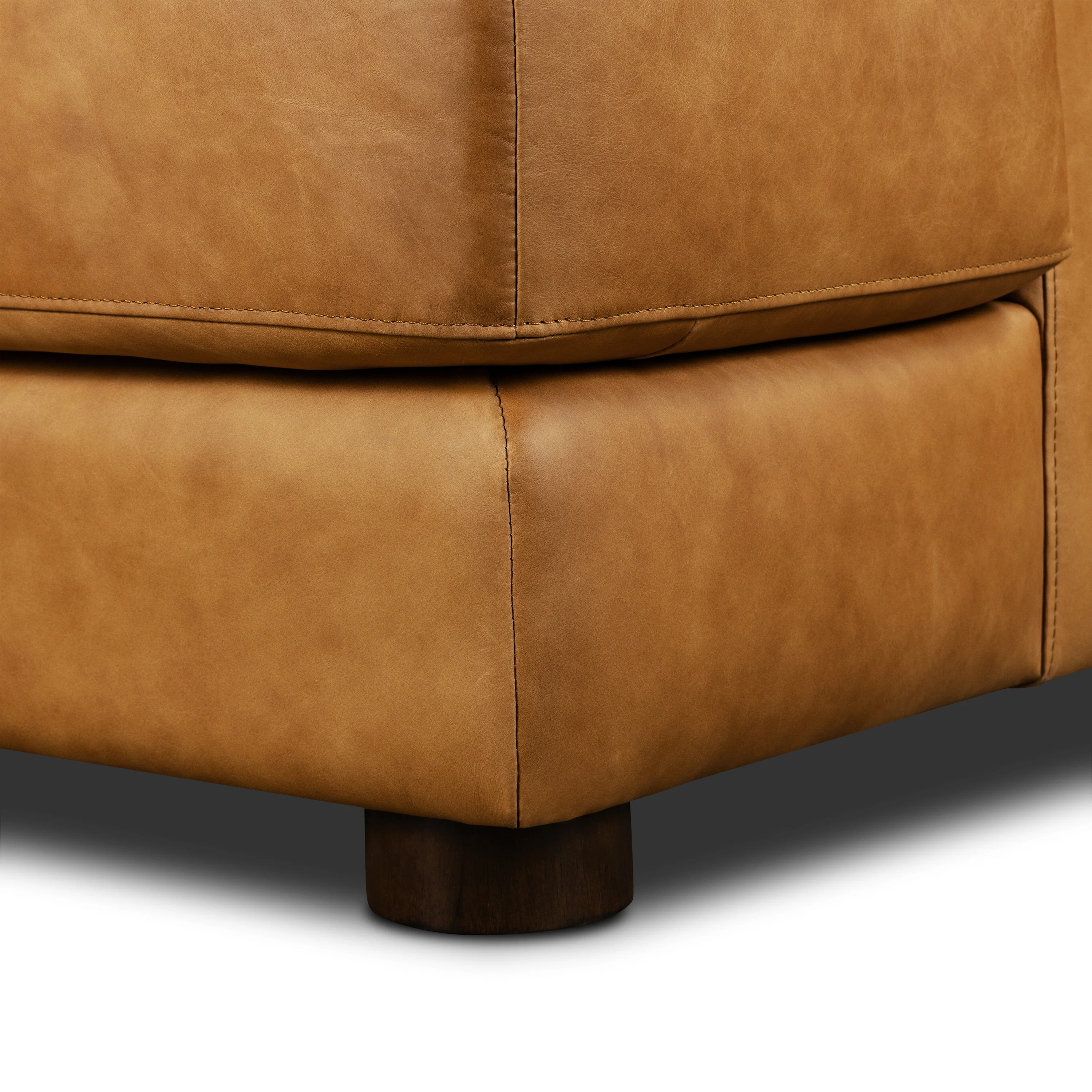 Catania 116.5" Leather Right-Facing Bumper Sectional Sofa | Cognac Tan - Image 15
