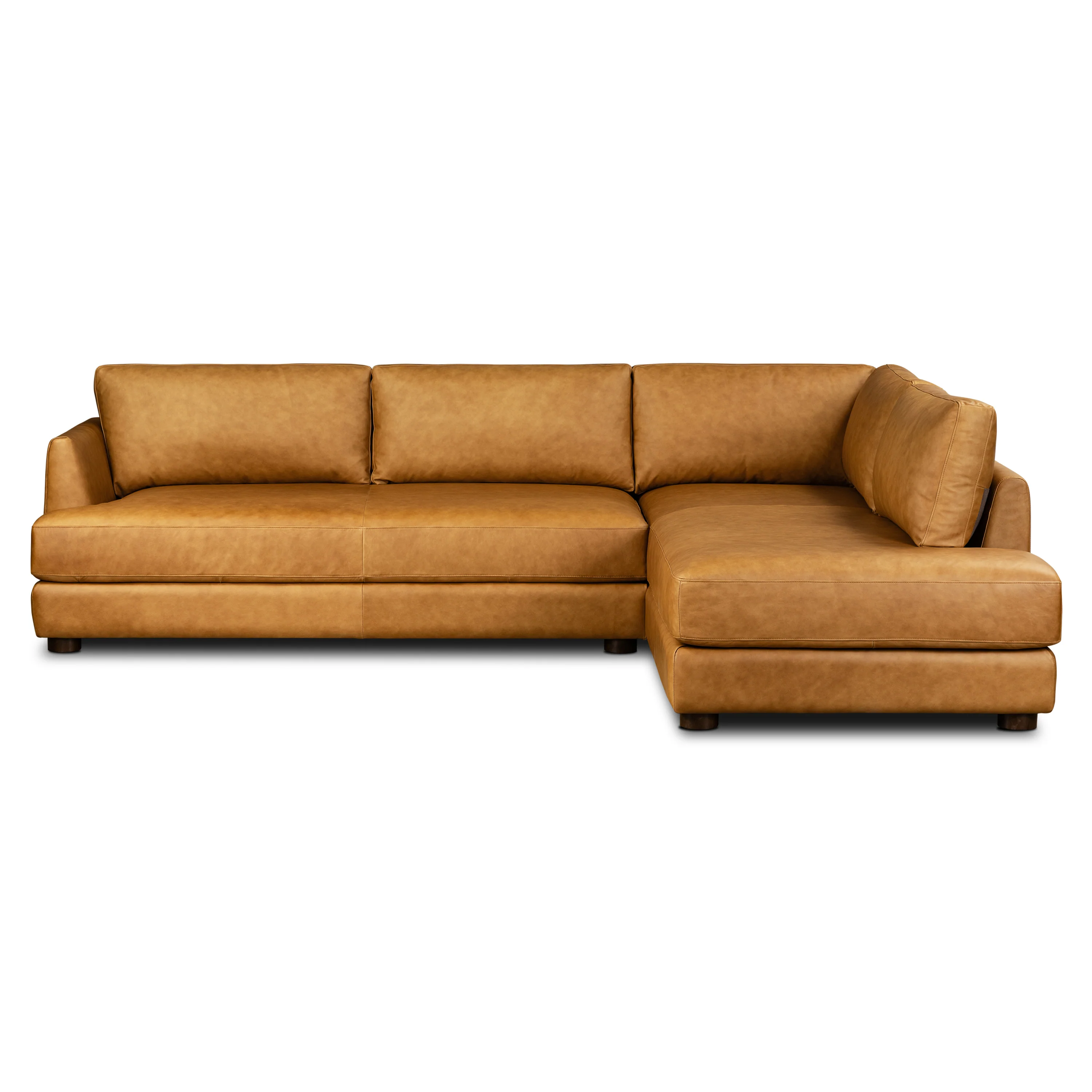 Catania 116.5" Leather Right-Facing Bumper Sectional Sofa | Cognac Tan - Image 3