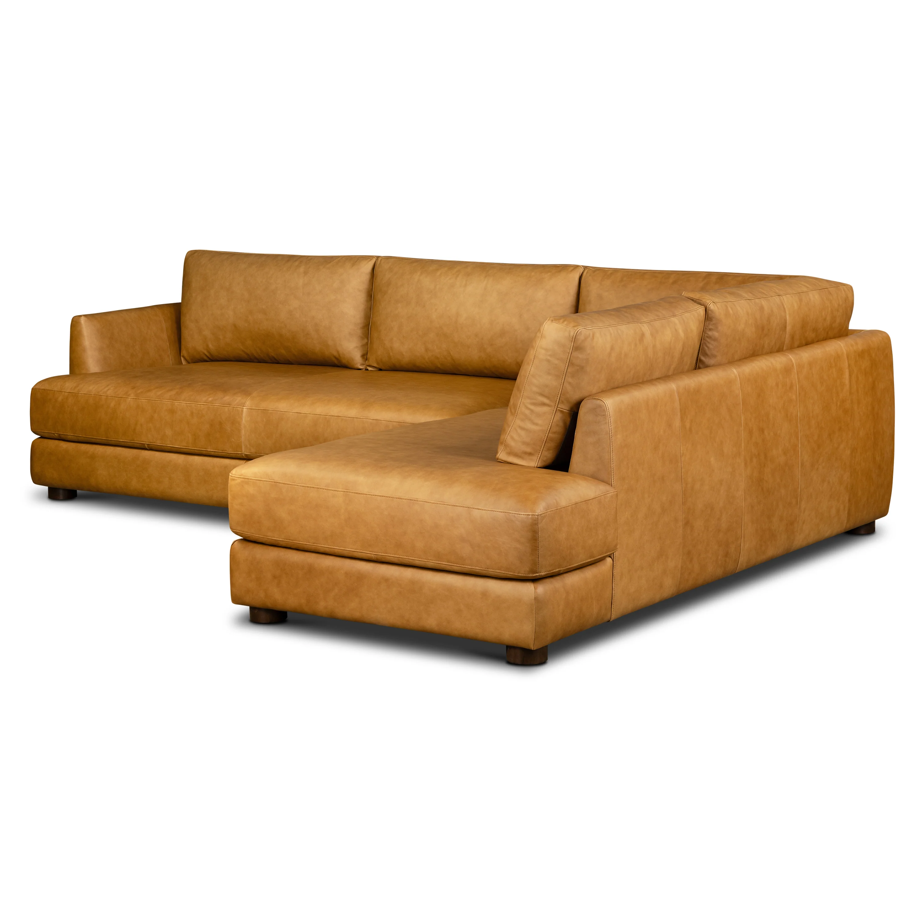 Catania 116.5" Leather Right-Facing Bumper Sectional Sofa | Cognac Tan - Image 4