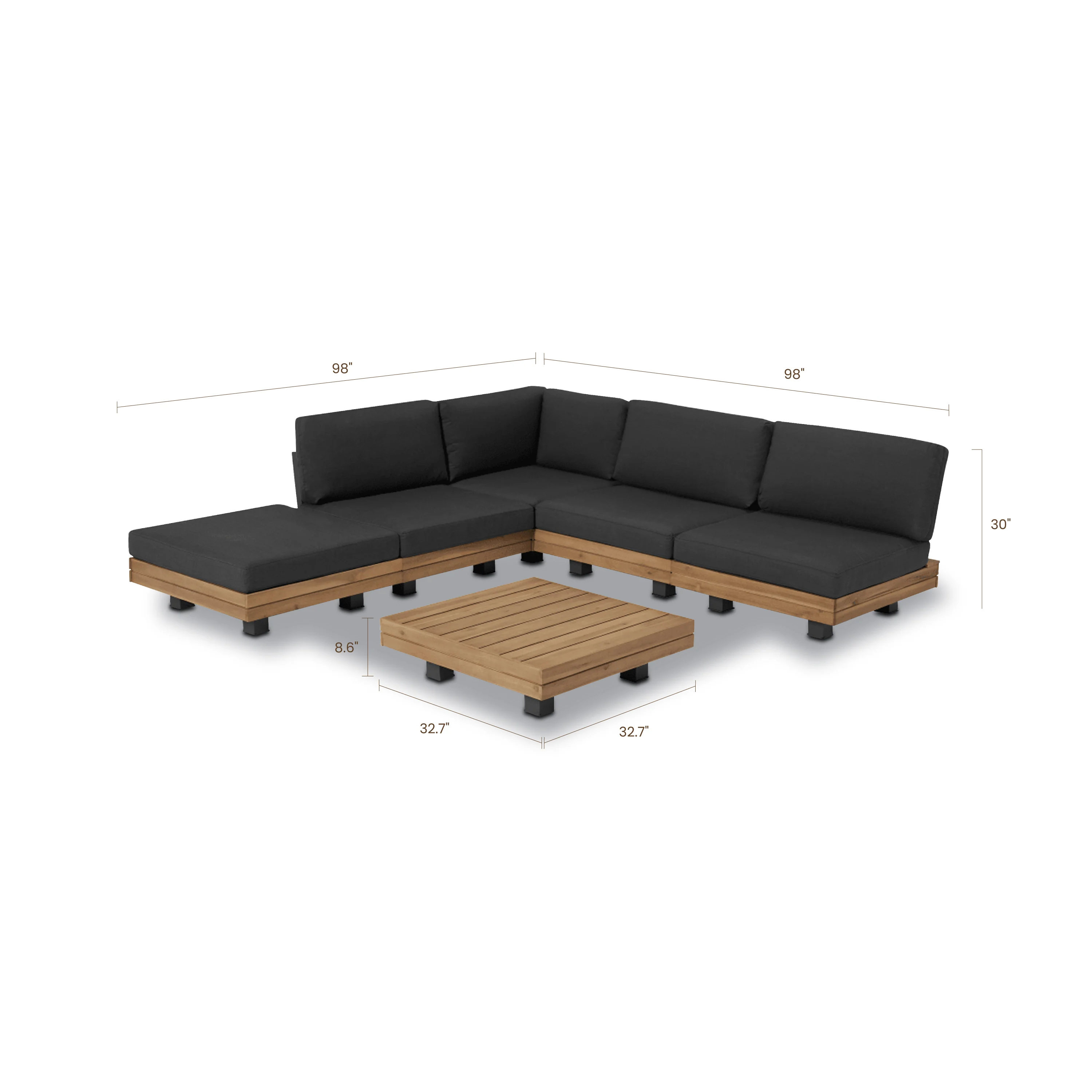 Celenza Modular Corner Sectional Set with Coffee Table | Dark Grey - Image 17