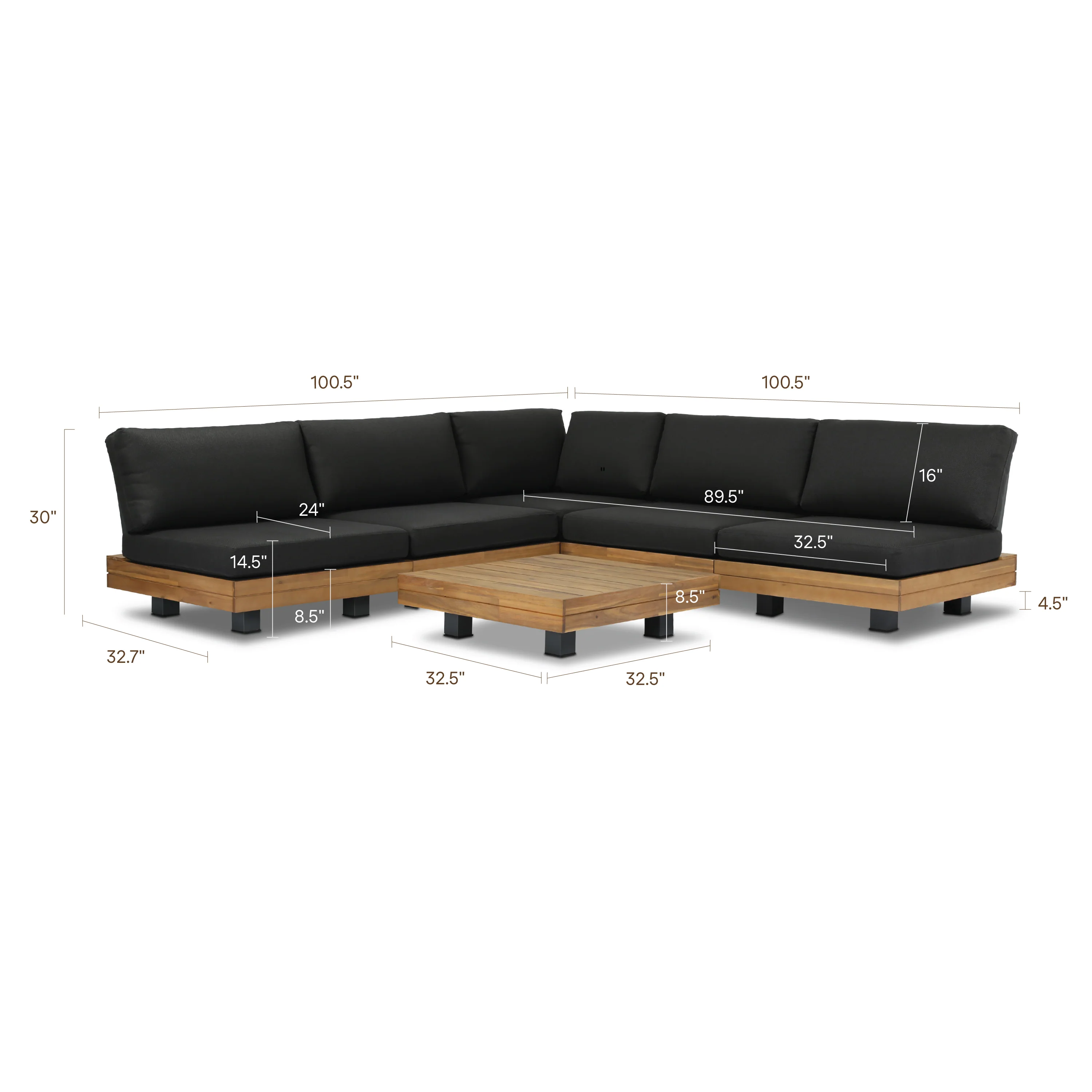 Celenza Modular Full-Corner Sectional Set with Coffee Table | Dark Grey - Image 16