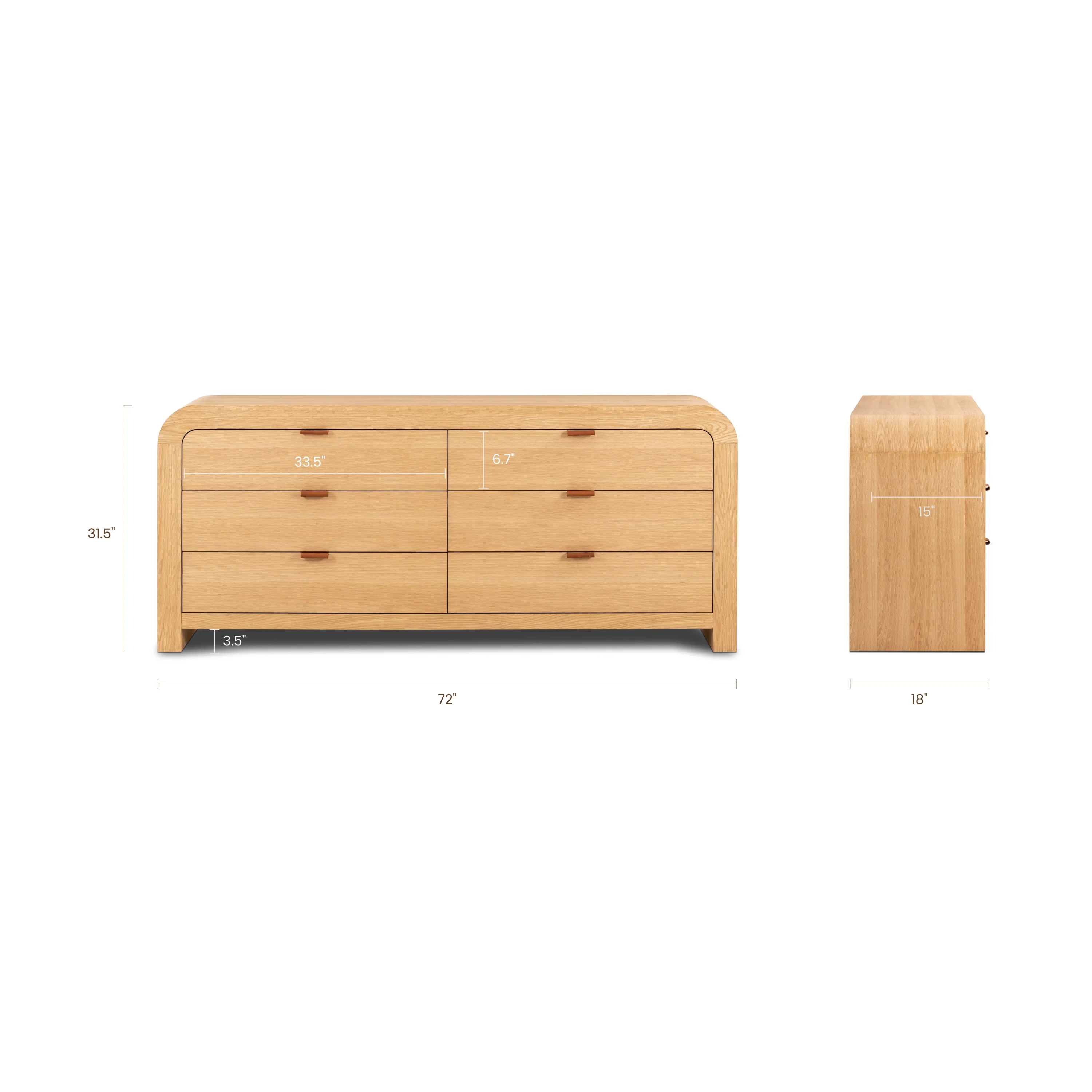 Cirq 6 Drawer Dresser | Oak - Image 15