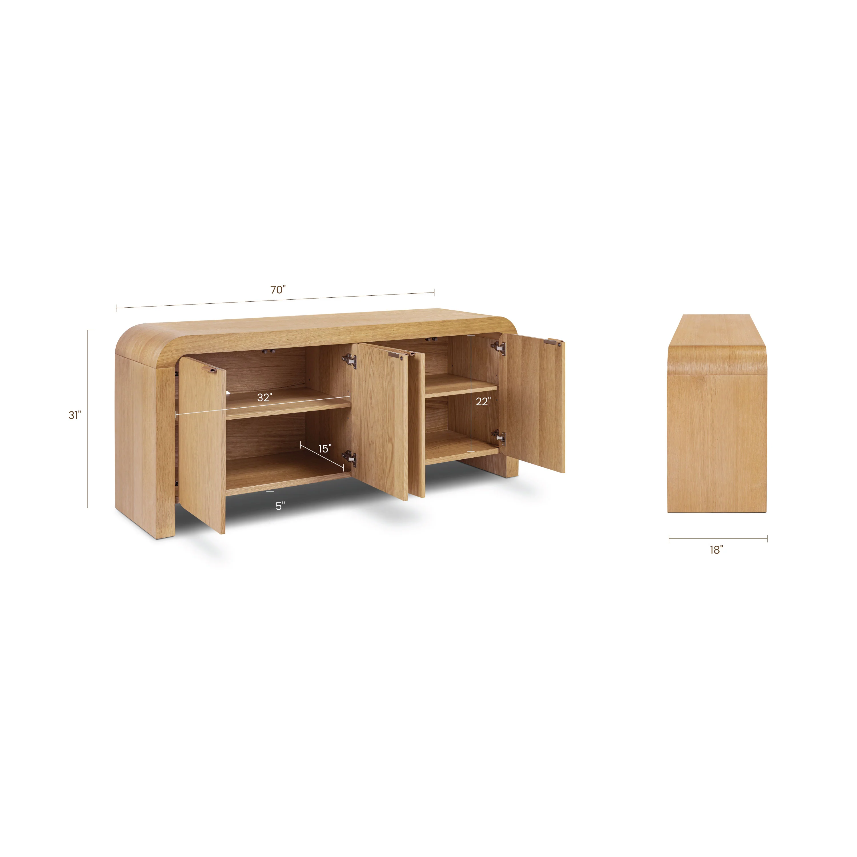 Cirq 70" Sideboard | Natural - Image 13