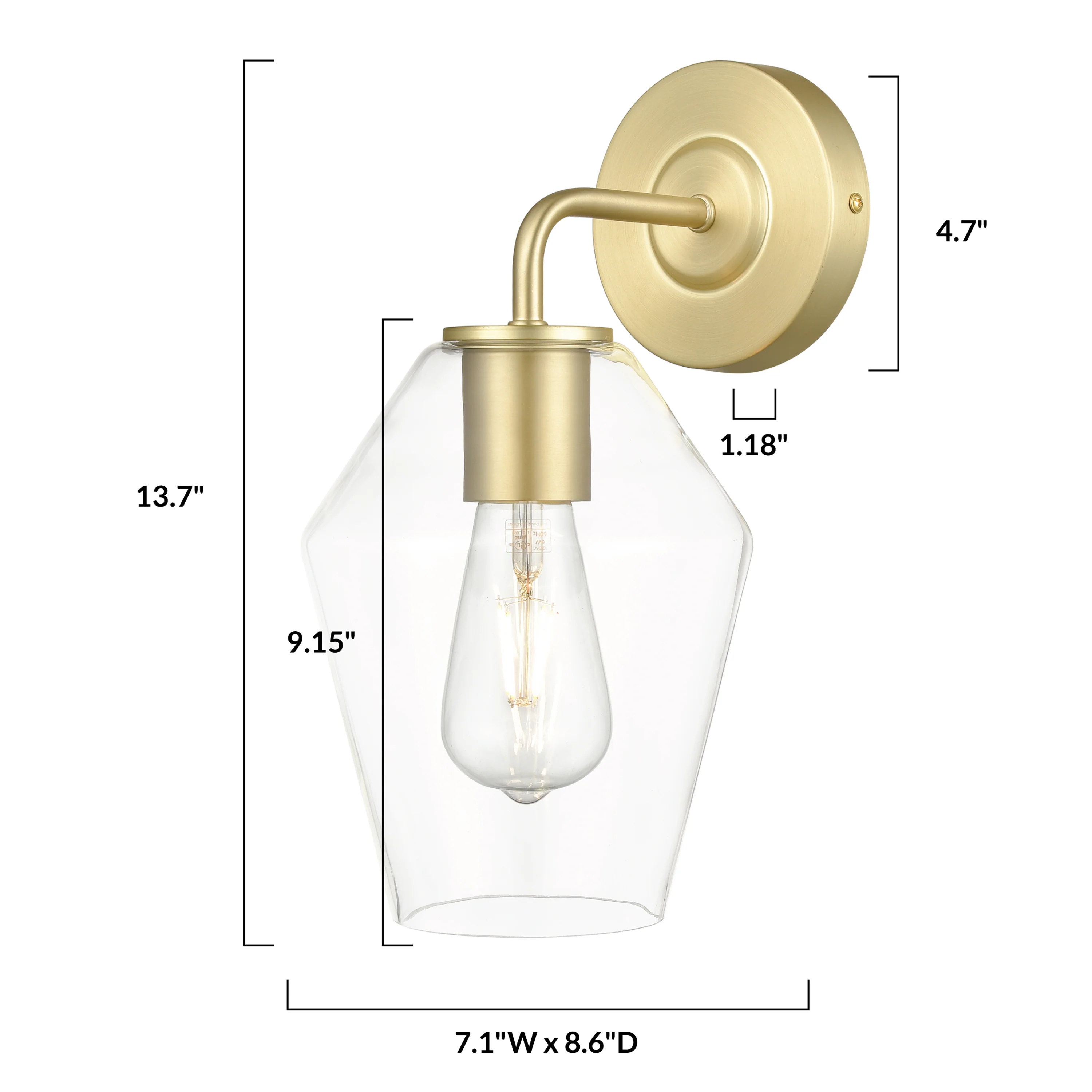 Clare Wall Sconce | Brushed Brass/Clear - Image 17