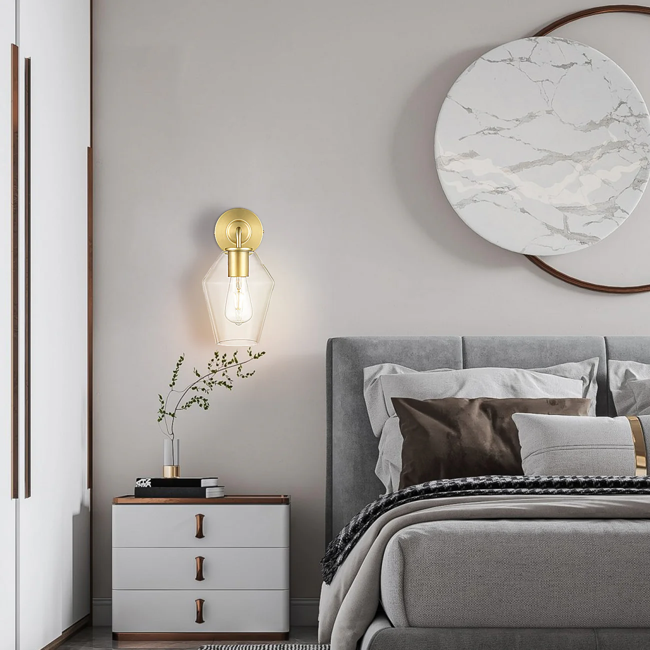 Clare Wall Sconce | Brushed Brass/Clear - Image 4