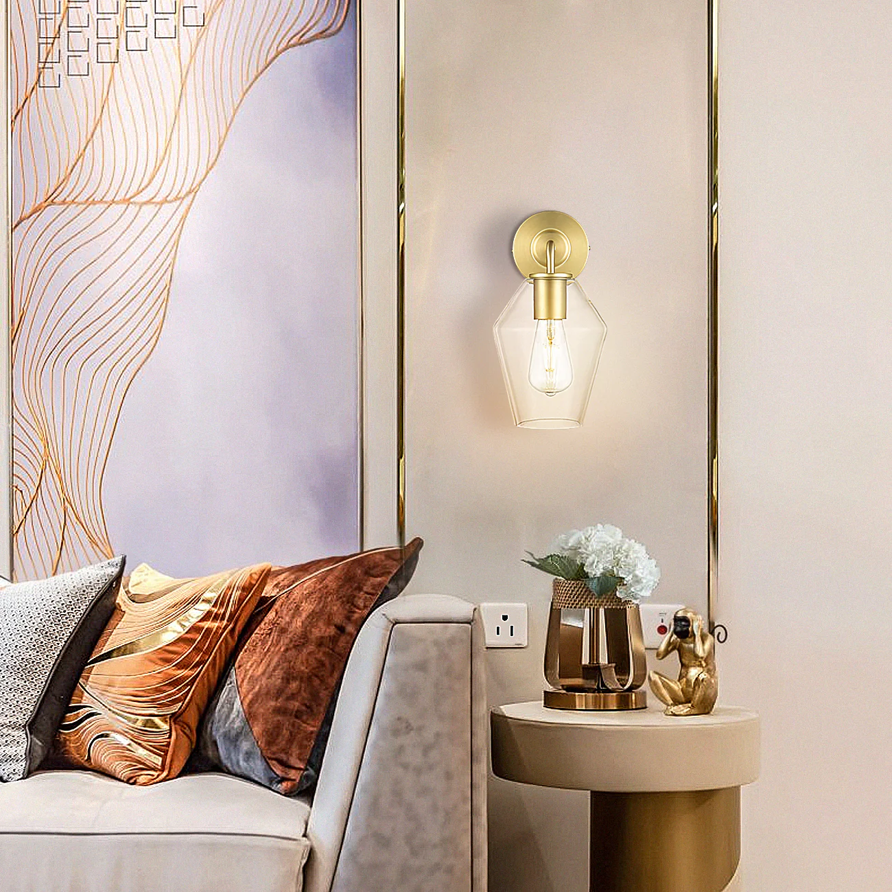 Clare Wall Sconce | Brushed Brass/Clear - Image 5
