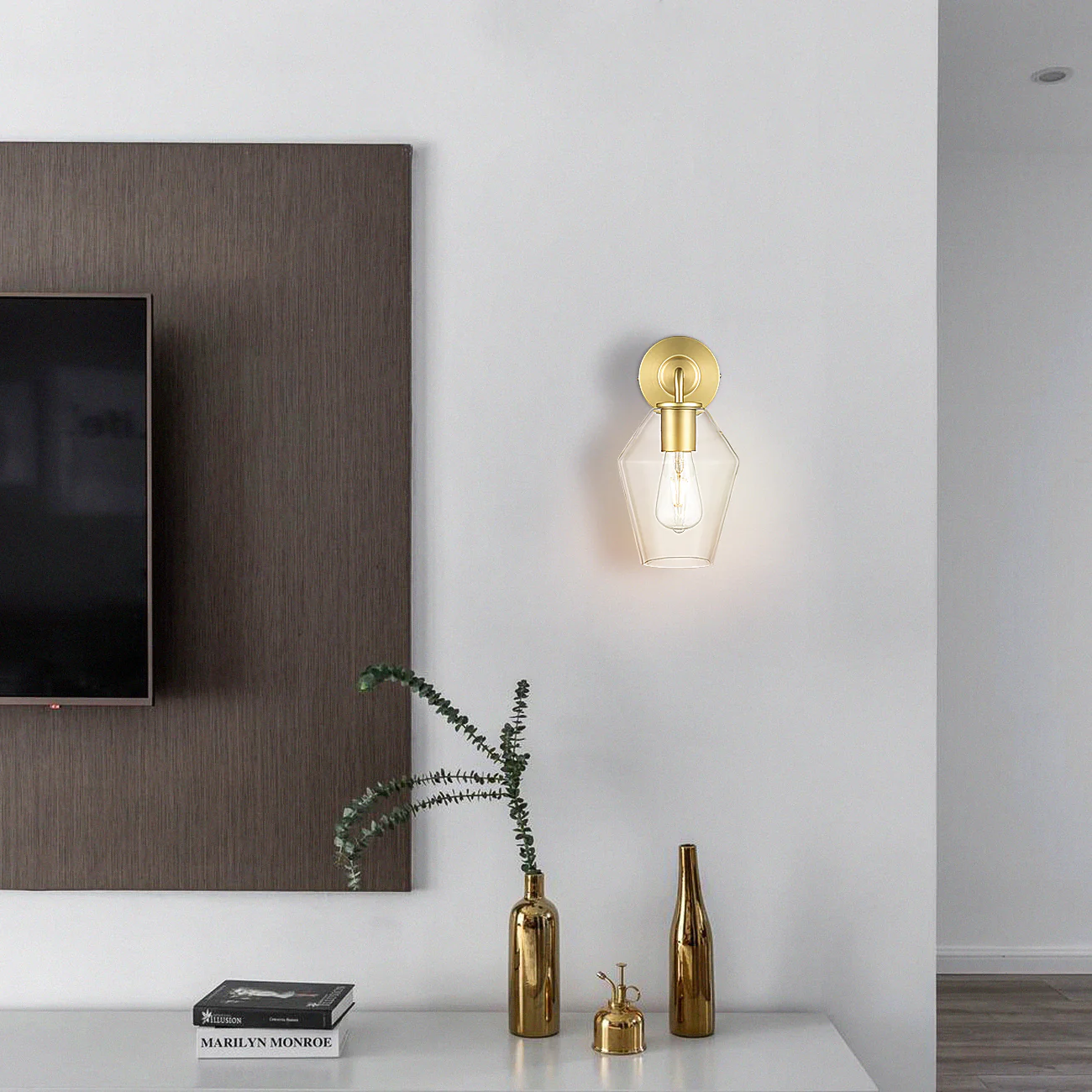 Clare Wall Sconce | Brushed Brass/Clear - Image 6
