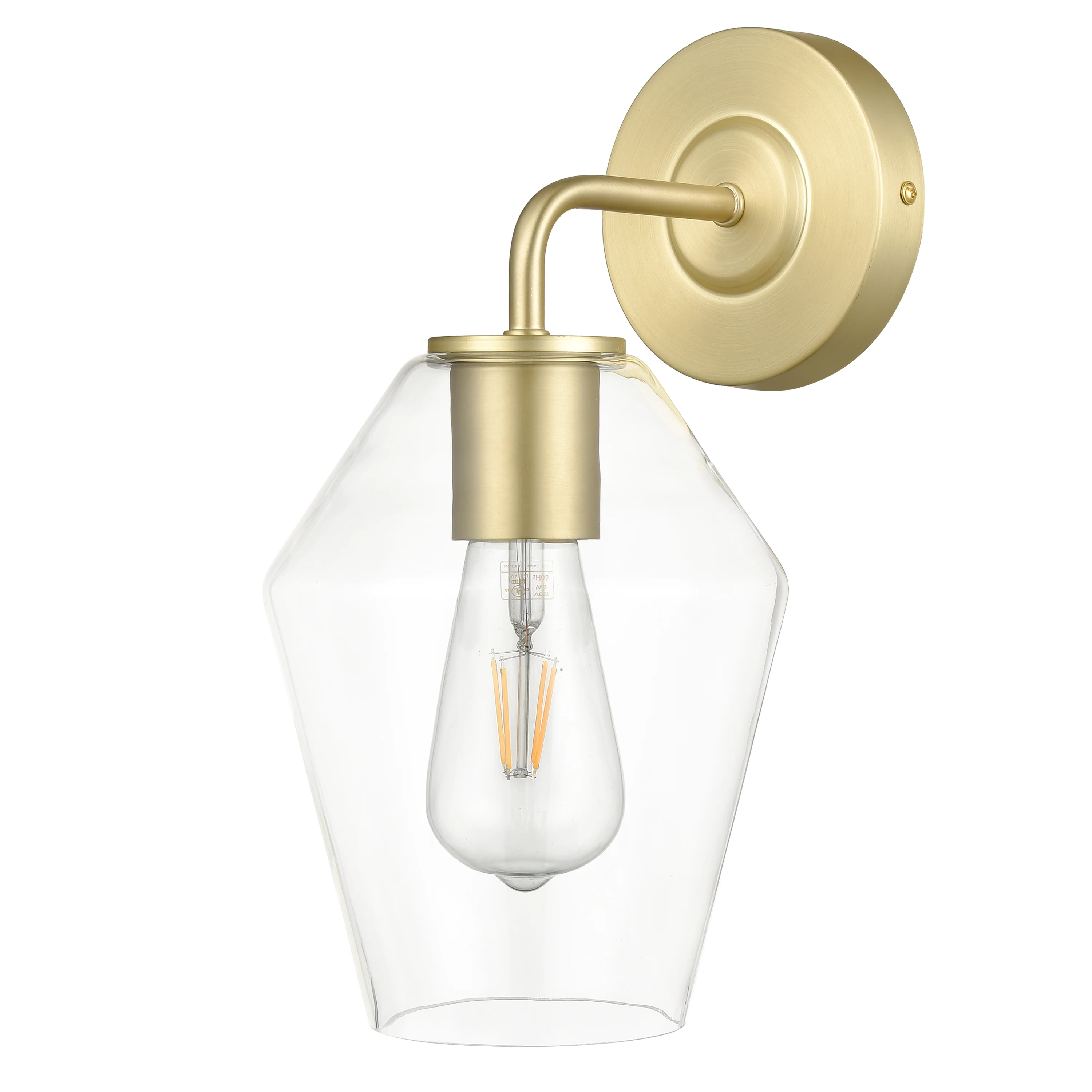 Clare Wall Sconce | Brushed Brass/Clear - Image 8