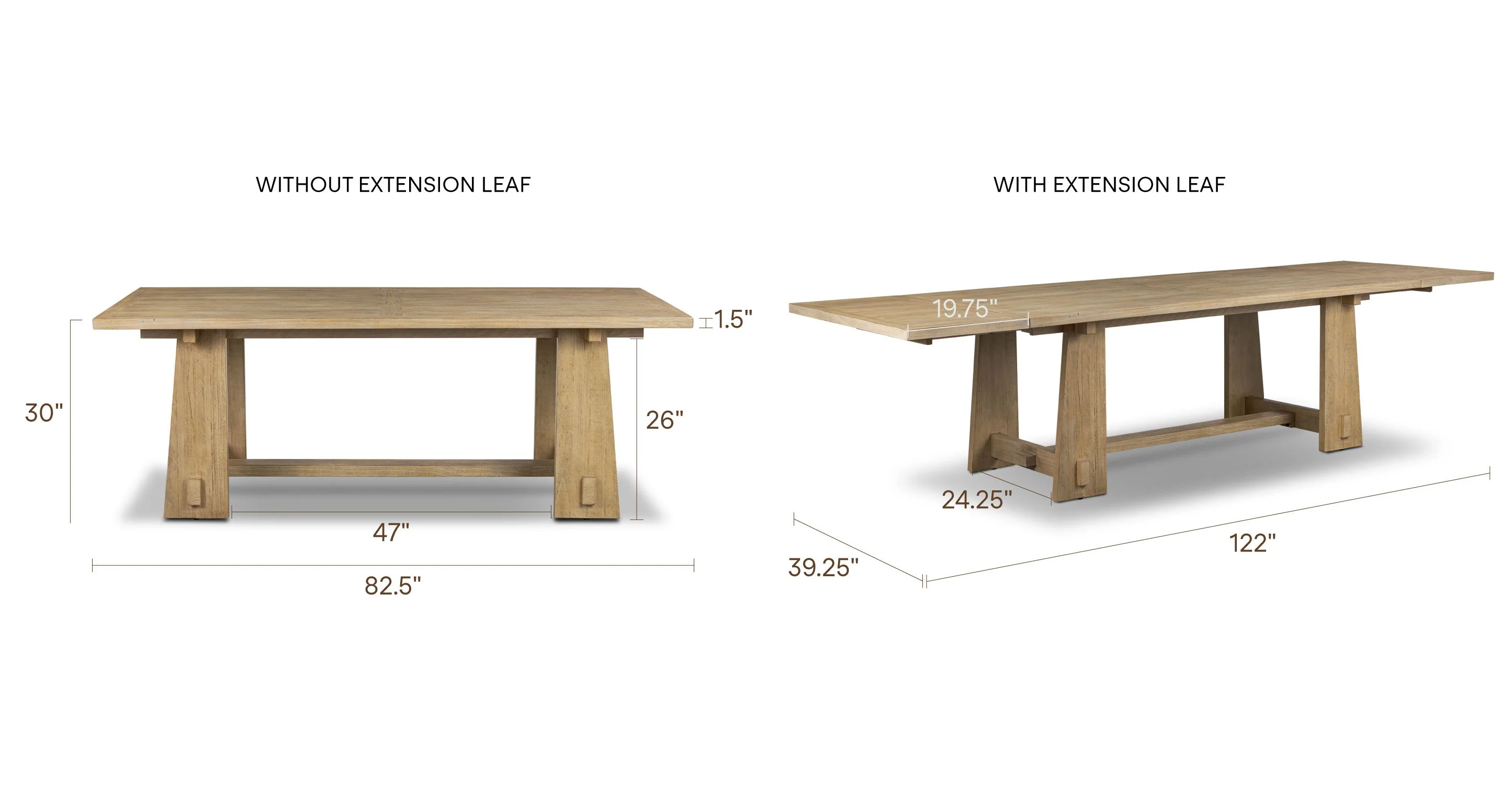 Combe Extension Dining Table (82.5" - 122") | Natural - Image 22