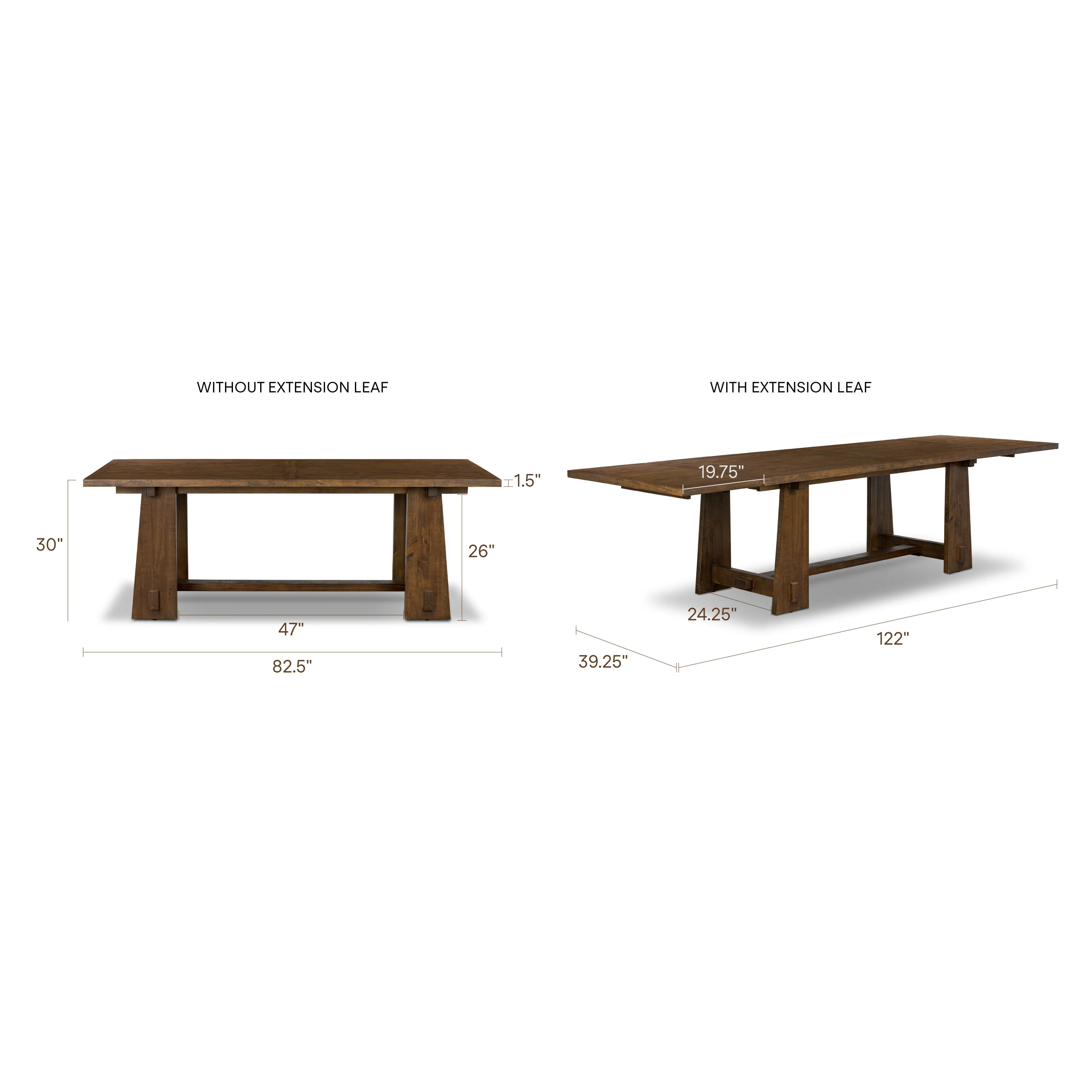 Combe Extension Dining Table (82.5" - 122") | Walnut - Image 22