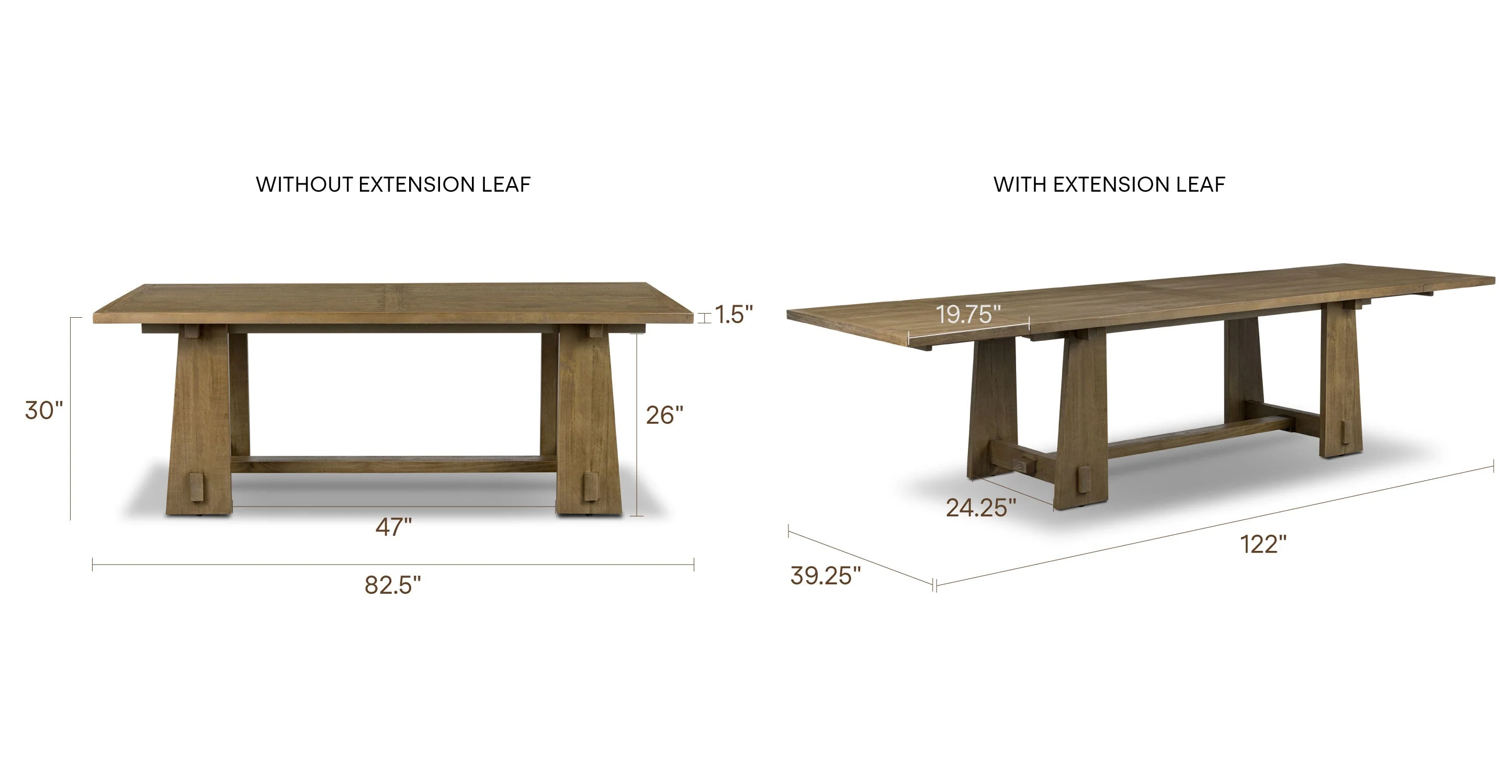 Combe Extension Dining Table (82.5" - 122") | Weathered Pine - Image 21