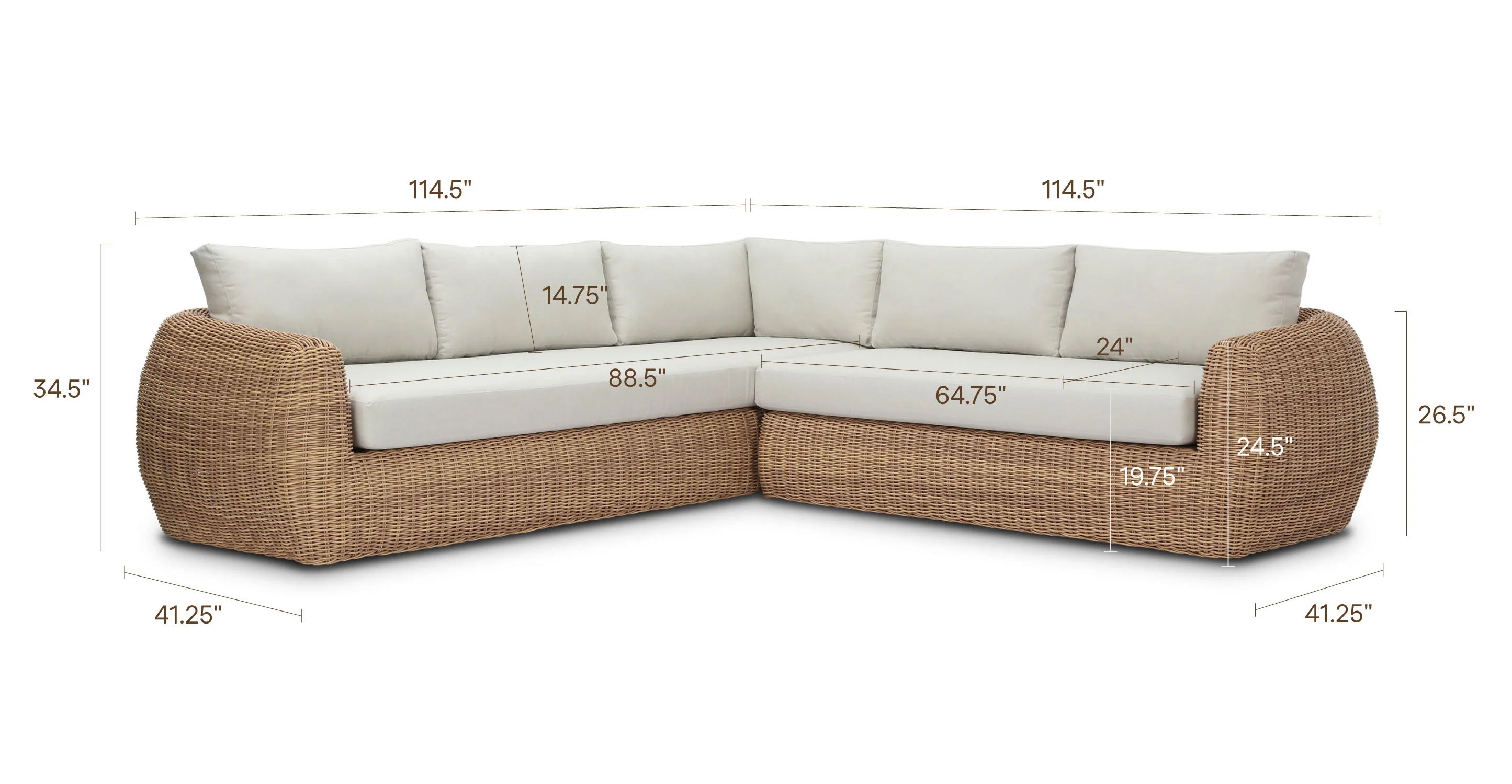 Corto 114.5" Corner Sectional | Sand - Image 15
